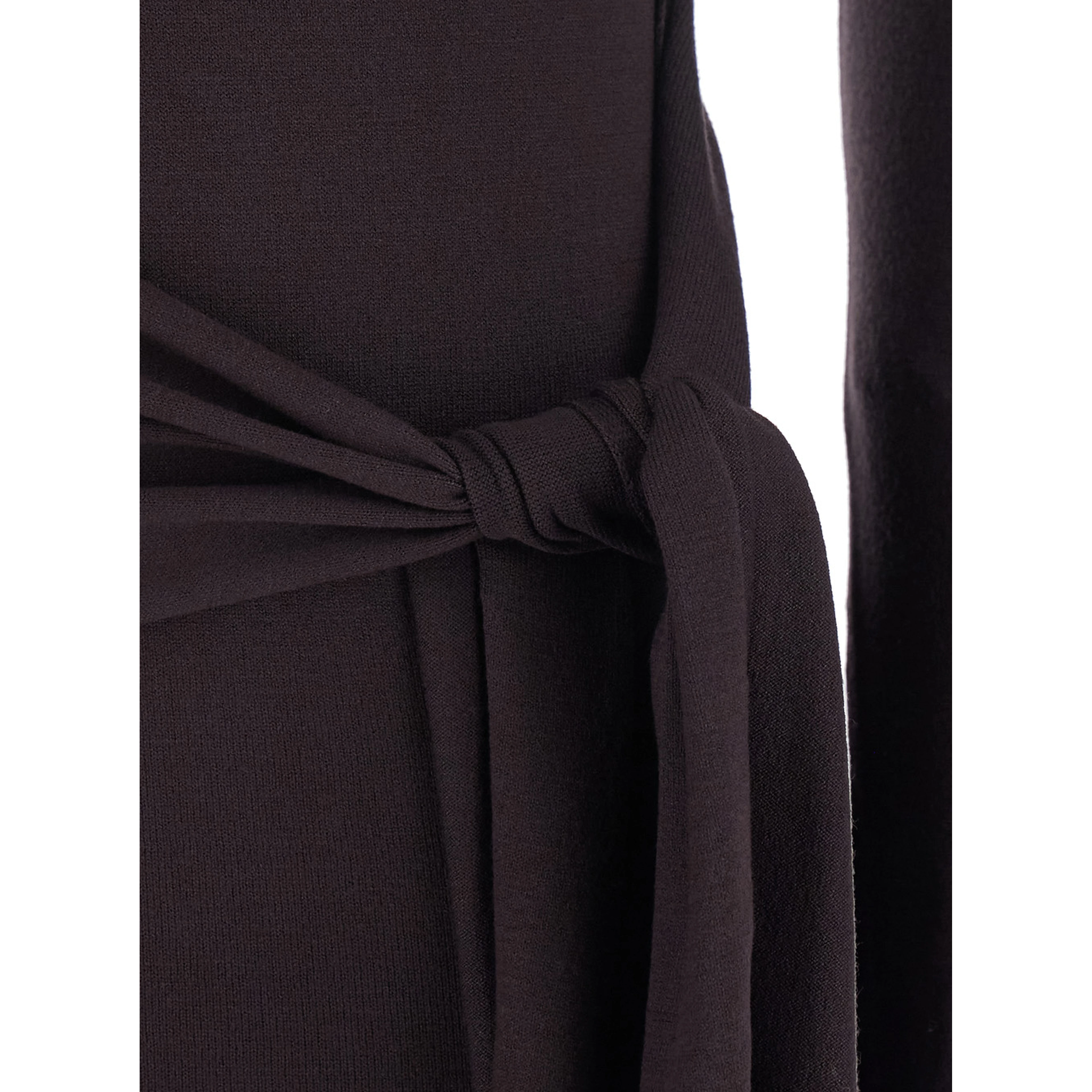 brown Dress with cutout details and tie waist in viscose for women