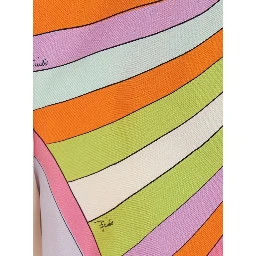 Multicolor shorts with elasticated waist and all-over geometric print in silk for women
