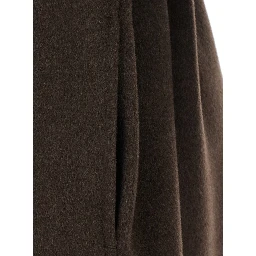 Pace Brown Coat with Notched Revers and Front Belt Closure in Wool for Women