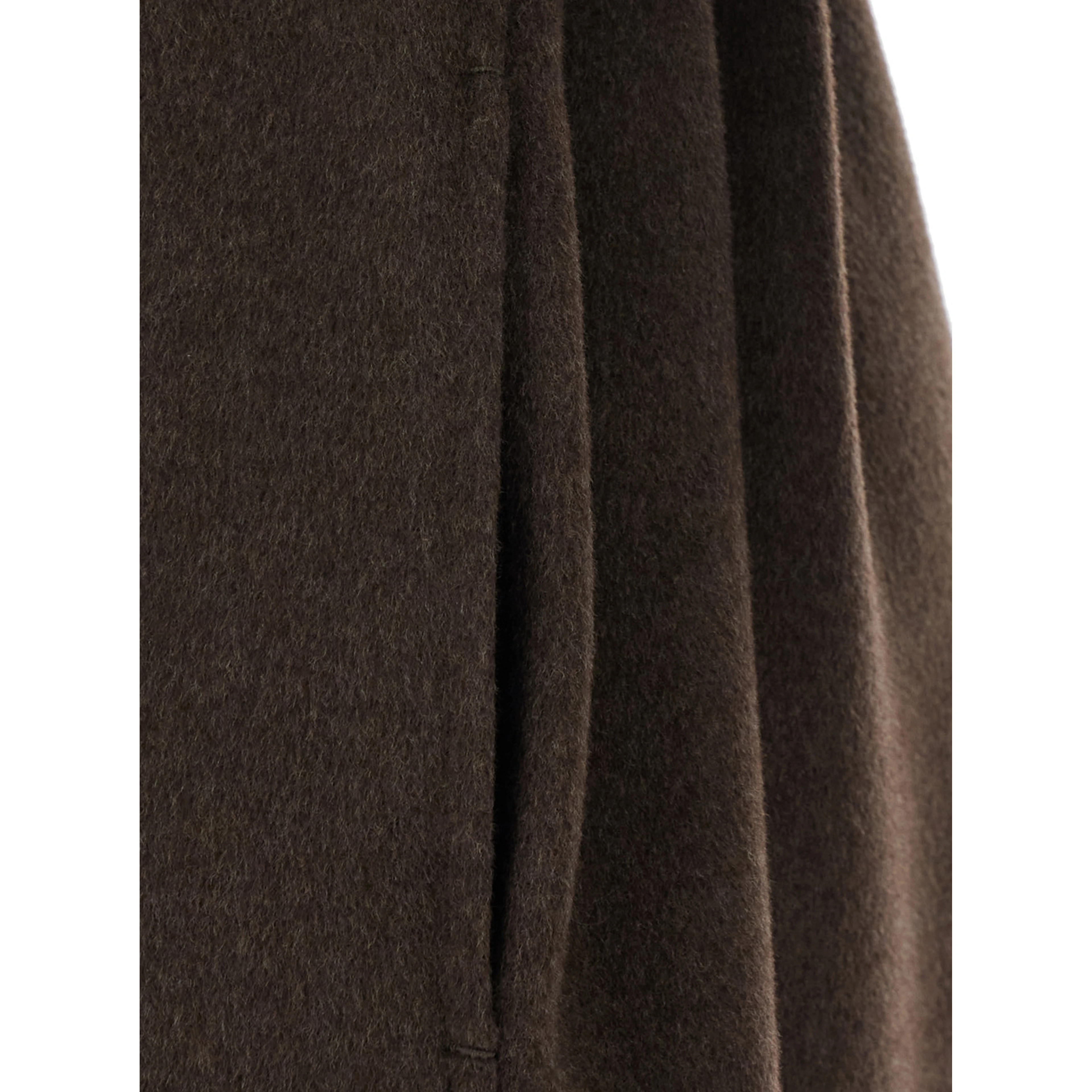 Pace Brown Coat with Notched Revers and Front Belt Closure in Wool for Women
