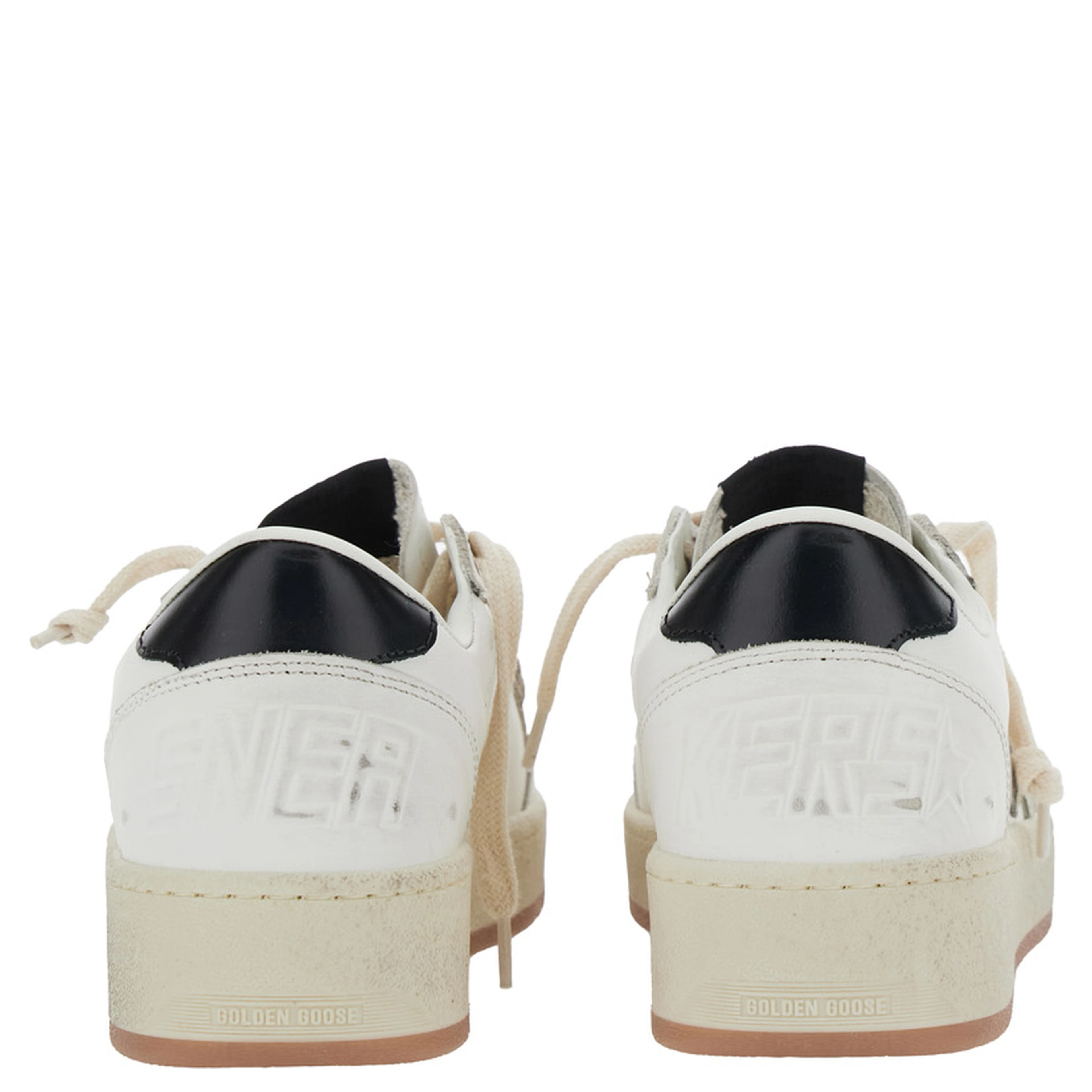 Sneaker Ballstar 2 Low Top with Star Patch on the Side and Contrast Heel in White Leather for Women