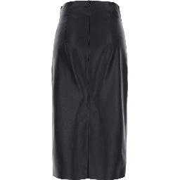 Black Skirt with zip closure at the back in ecoleather for women