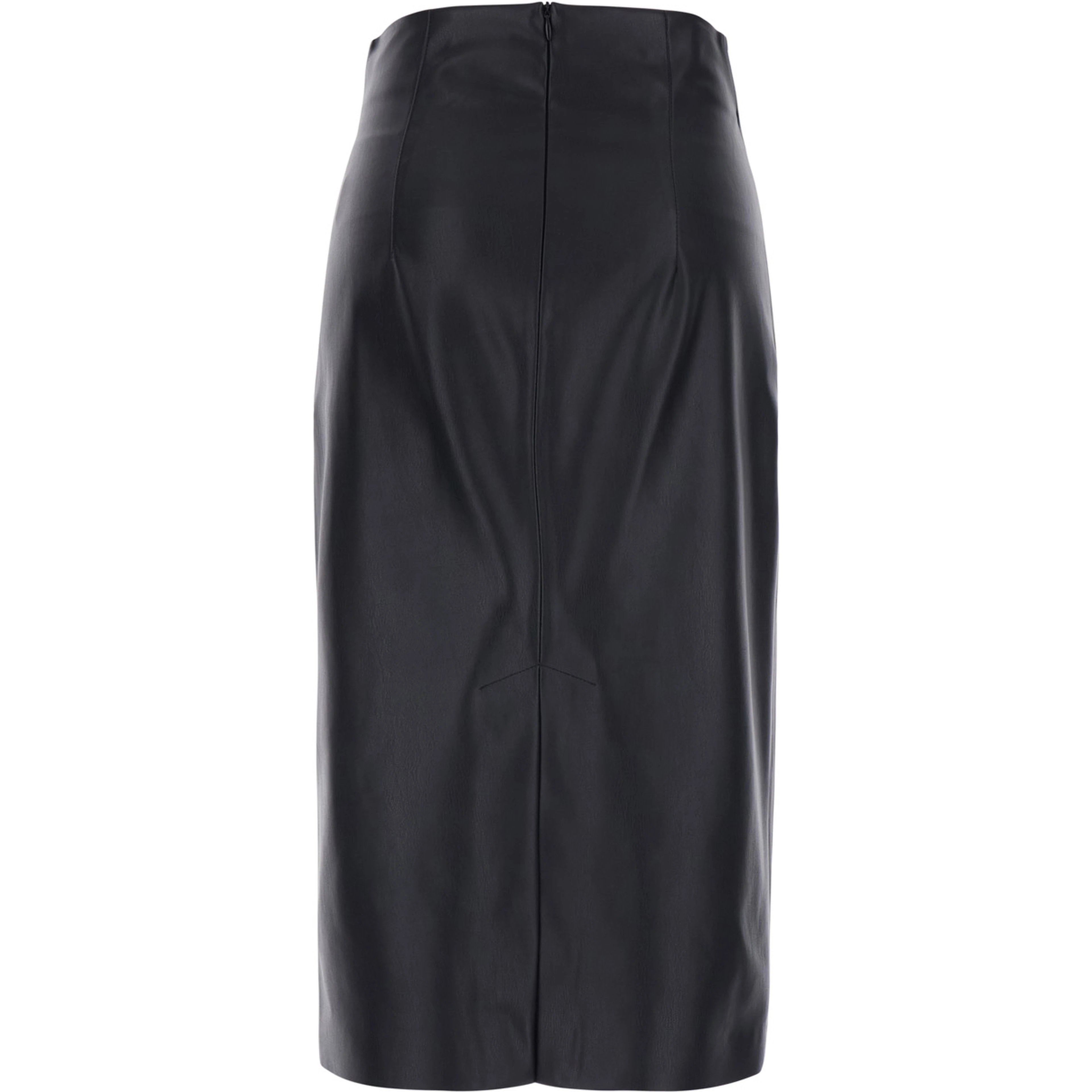 Black Skirt with zip closure at the back in ecoleather for women