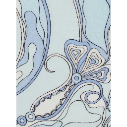 Light Blue Swimsuit with Halterneck Tie Closure and All-Over Orchidea Print in Stretch Tech Fabric for Women