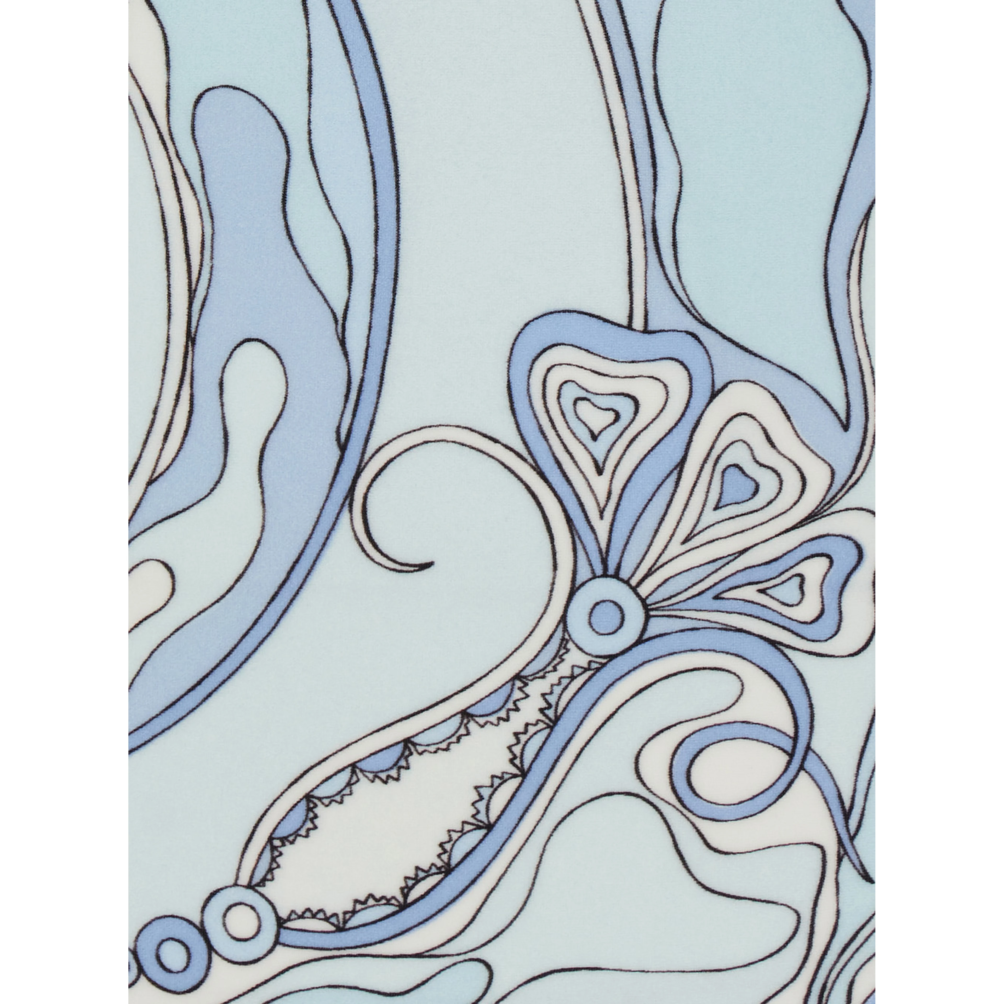 Light Blue Swimsuit with Halterneck Tie Closure and All-Over Orchidea Print in Stretch Tech Fabric for Women