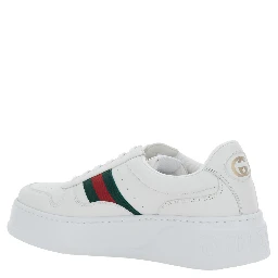 Sneaker with Web Detail and Oversized Sole in White Leather for Men