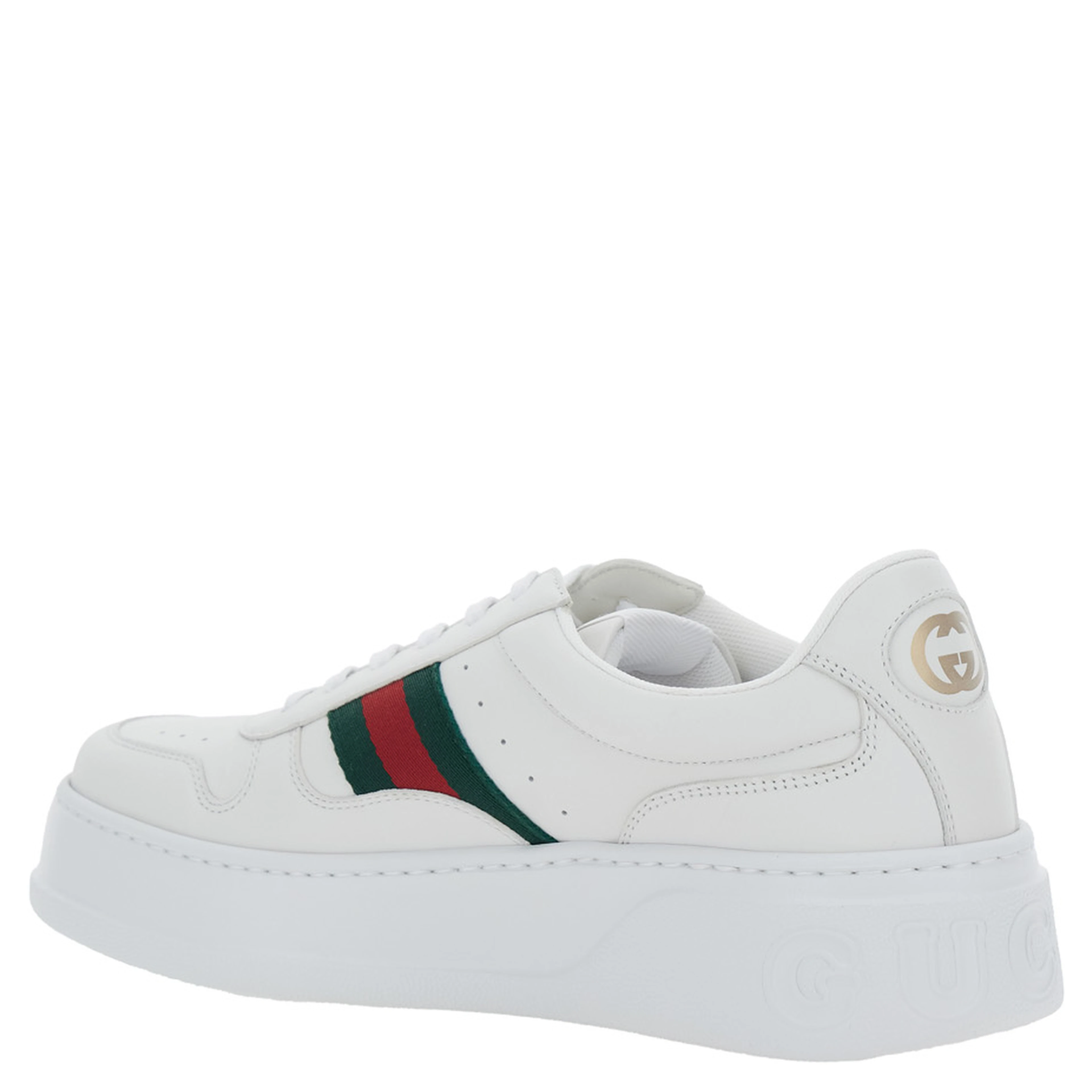 Sneaker with Web Detail and Oversized Sole in White Leather for Men