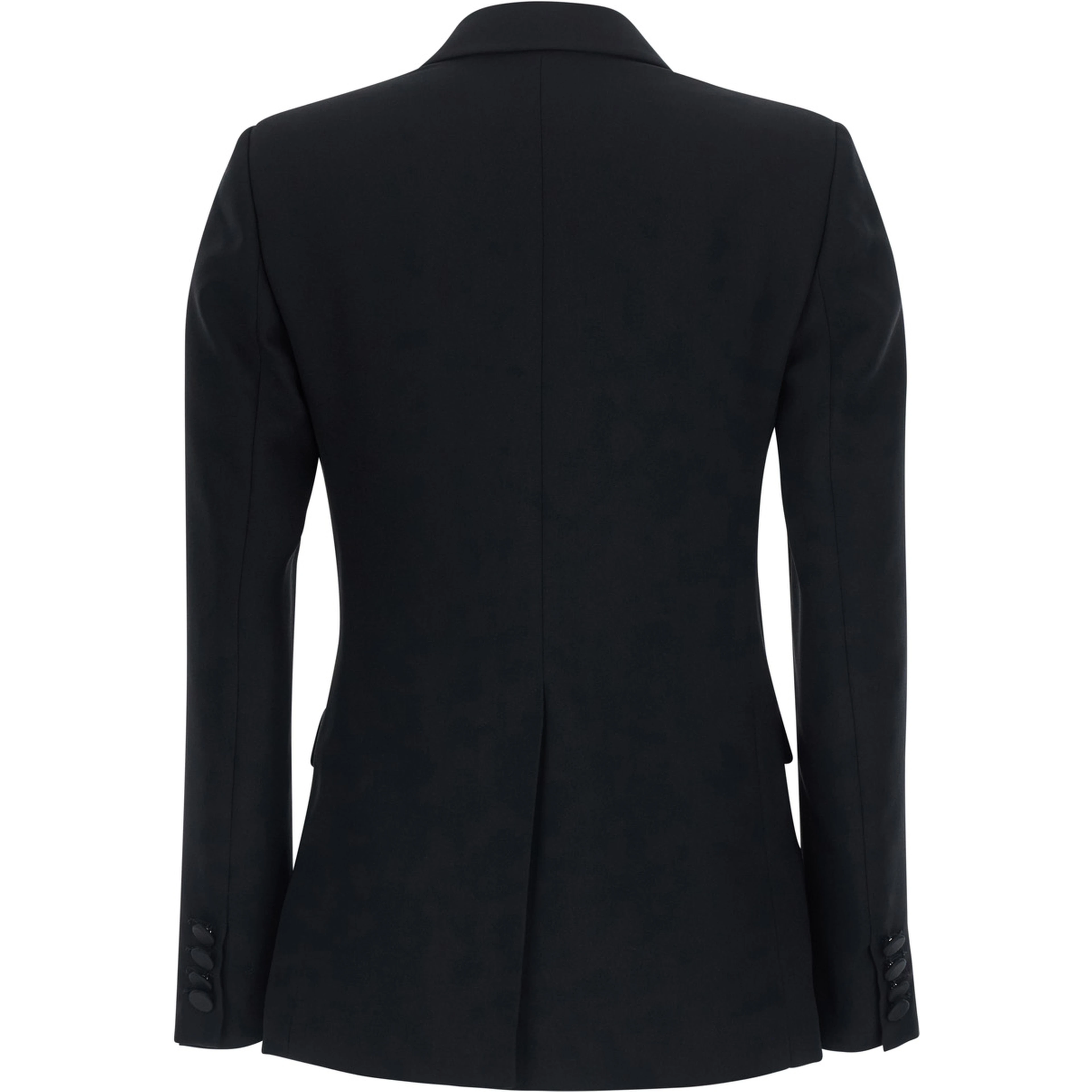 Black Double-Breasted Jacket with Peak Revers in Tech Fabric for Women
