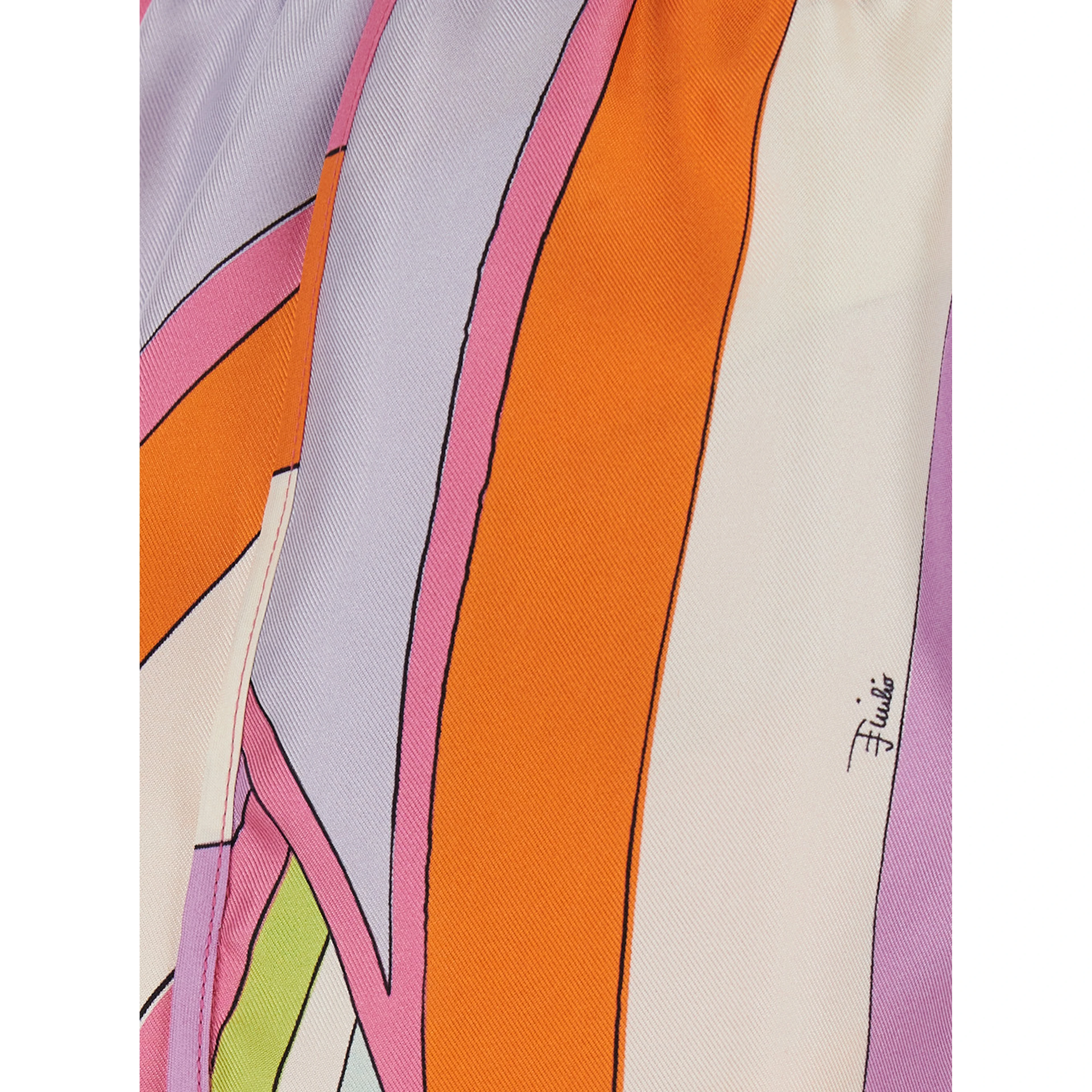 Multicolor shorts with elasticated waist and all-over geometric print in silk for women
