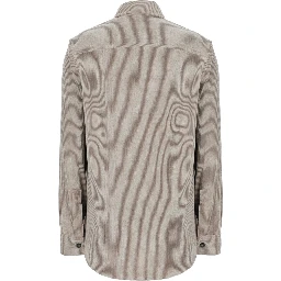Grey Shirt with classic collar and two patch pockets on the front in corduroy for women