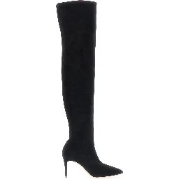 JULIA black High boots with pointed design in eco-suede for women