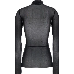 Black High Neck Top with Long Sleeves in Tech Fabric for Women