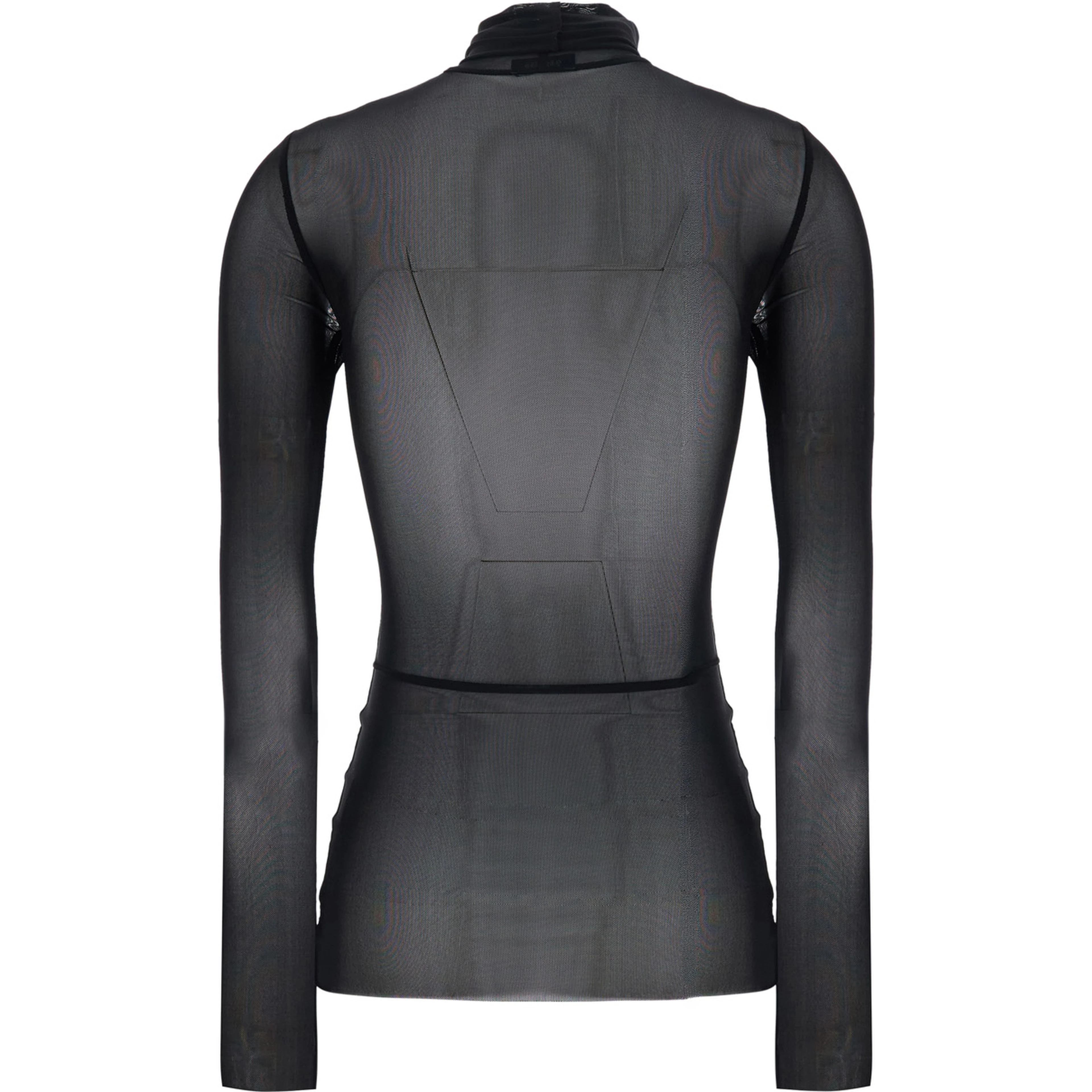 Black High Neck Top with Long Sleeves in Tech Fabric for Women