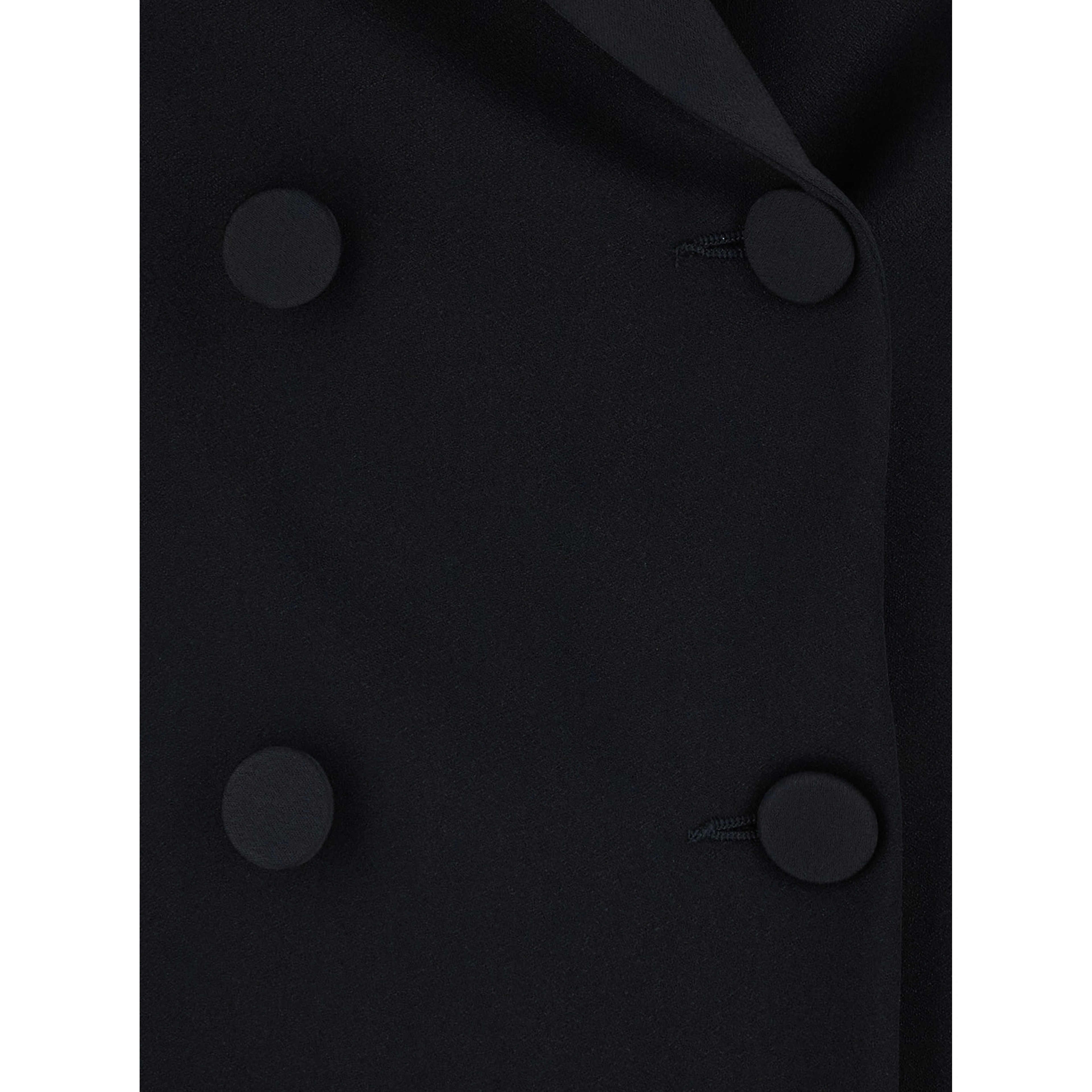 Black Double-Breasted Jacket with Peak Revers in Tech Fabric for Women