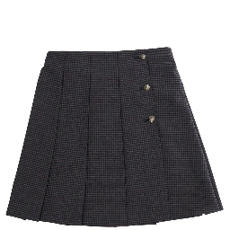 Grey Skirt with all-over stripe motif in fabric for Girl