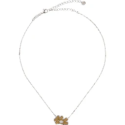 Beige Necklace with pendant with crystals and bear in metal for women