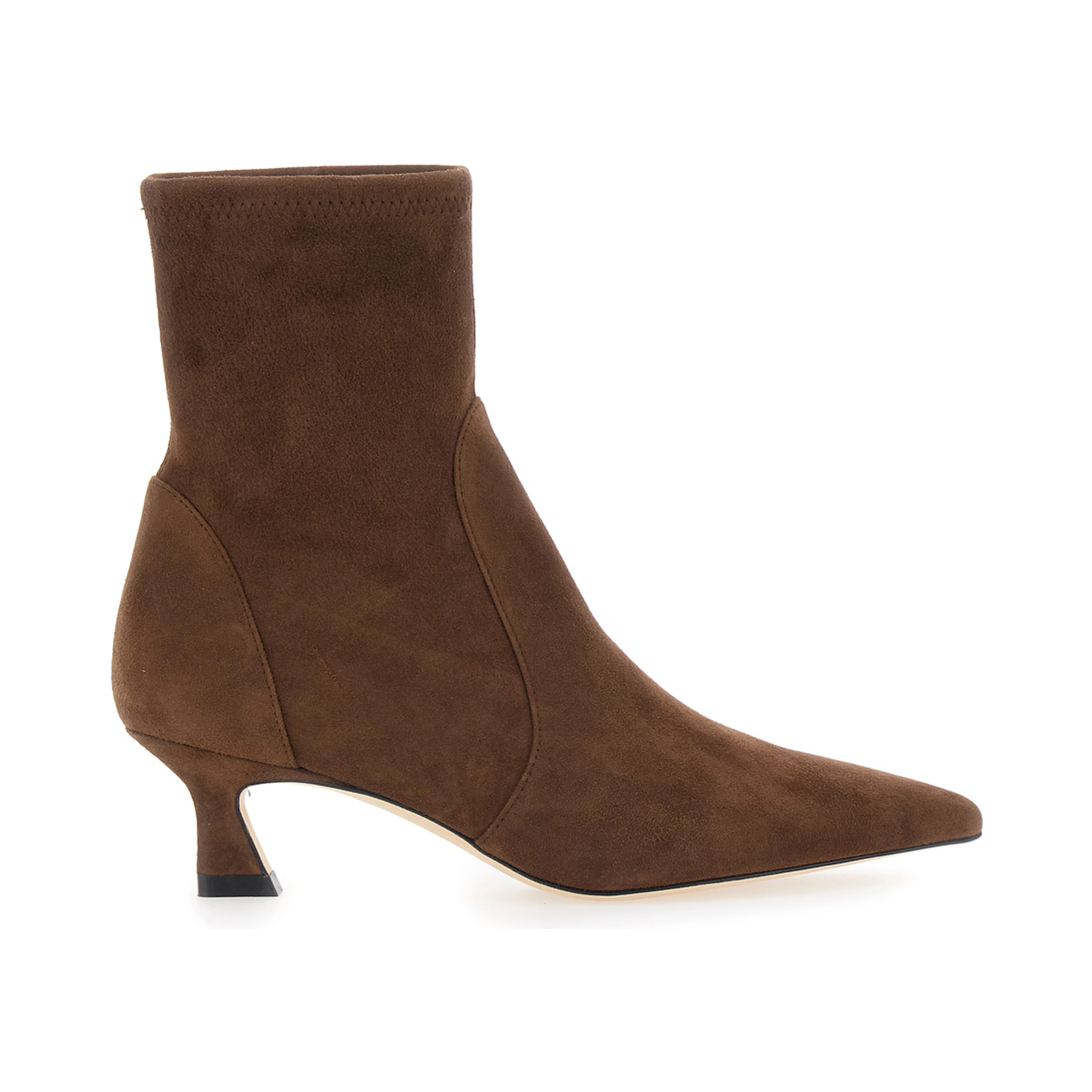 Vinnie Brown Pointed Ankle Boots with Medium Heel in Suede for Women