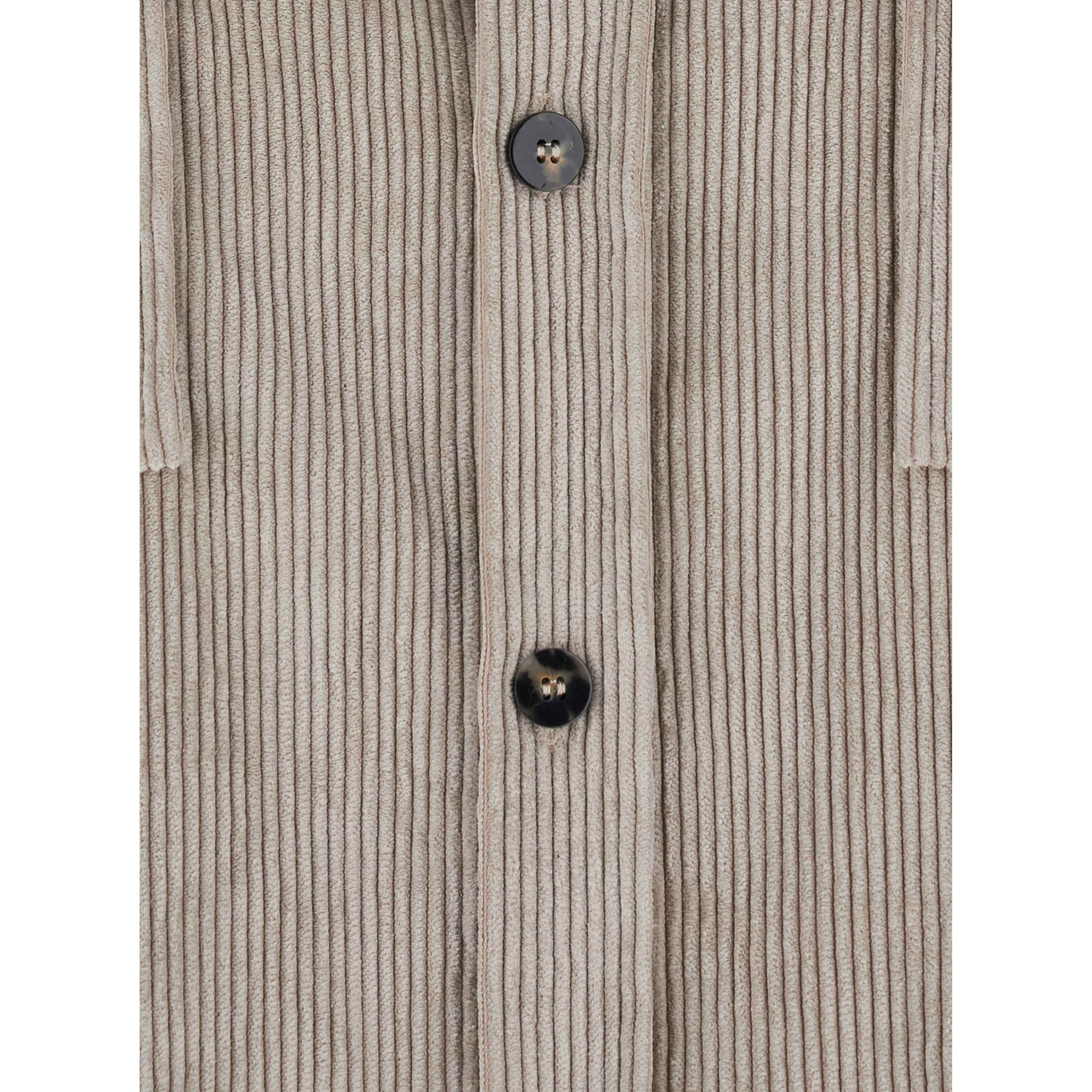 Grey Shirt with classic collar and two patch pockets on the front in corduroy for women