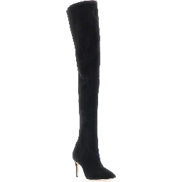 JULIA black High boots with pointed design in eco-suede for women