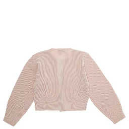 Pink Crewneck cardigan with ribbed finishes in wool Girl