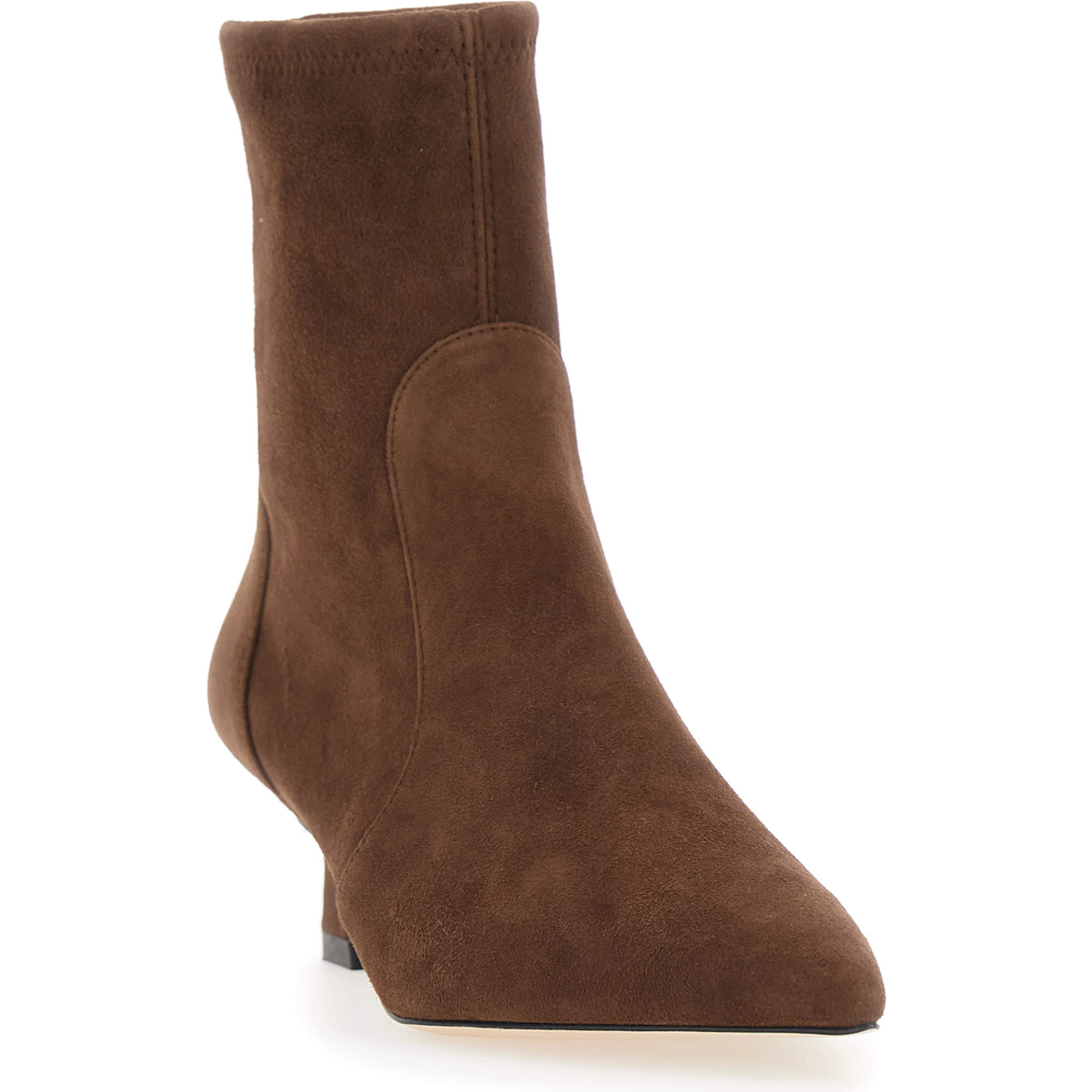 Vinnie Brown Pointed Ankle Boots with Medium Heel in Suede for Women