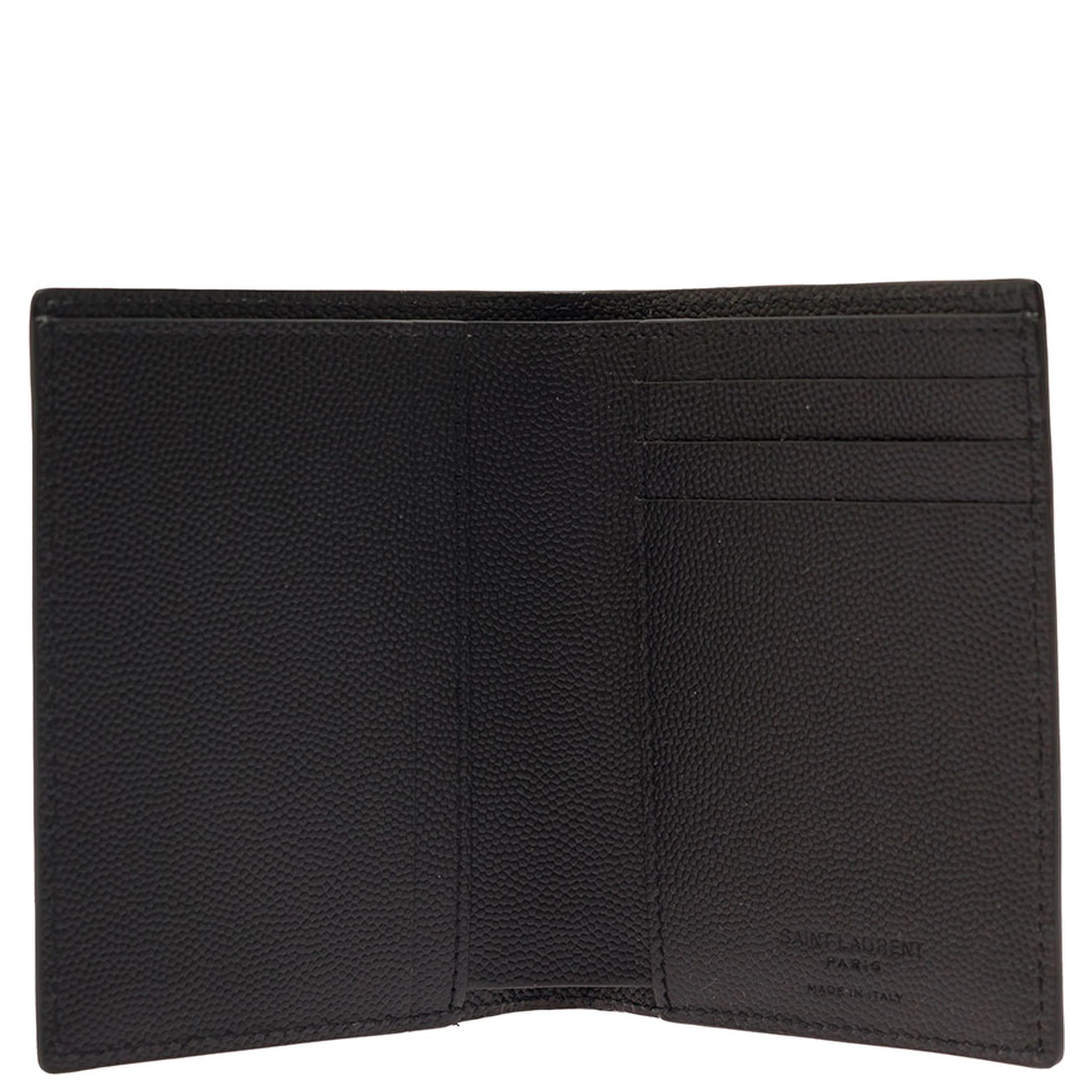 Cardholder Grain de Poudre Black with Logo Embossed in Leather for Men