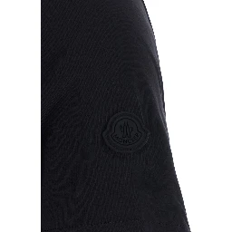 Black Crew neck T-shirt with logo lettering on the front and logo patch on the sleeve in cotton for women