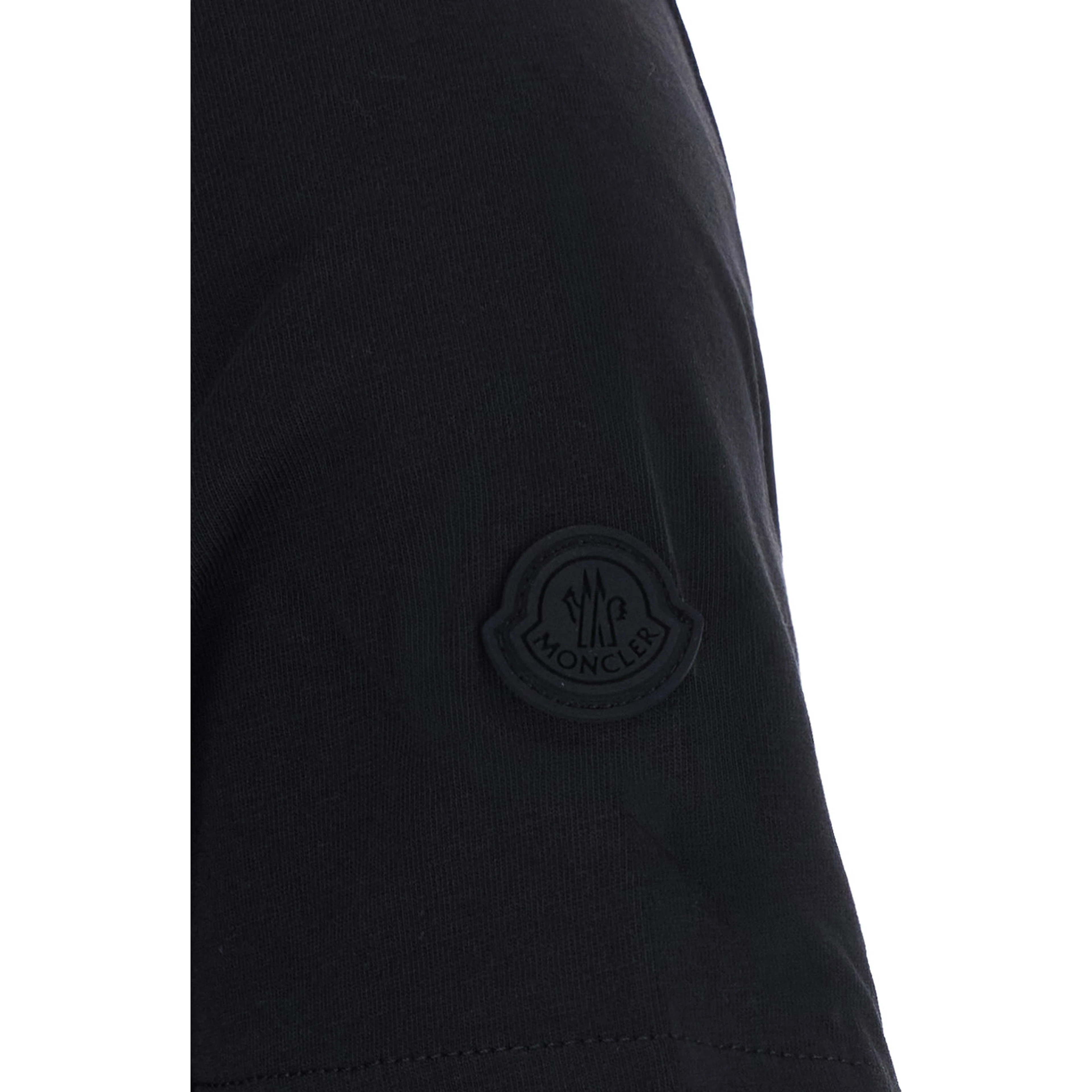 Black Crew neck T-shirt with logo lettering on the front and logo patch on the sleeve in cotton for women