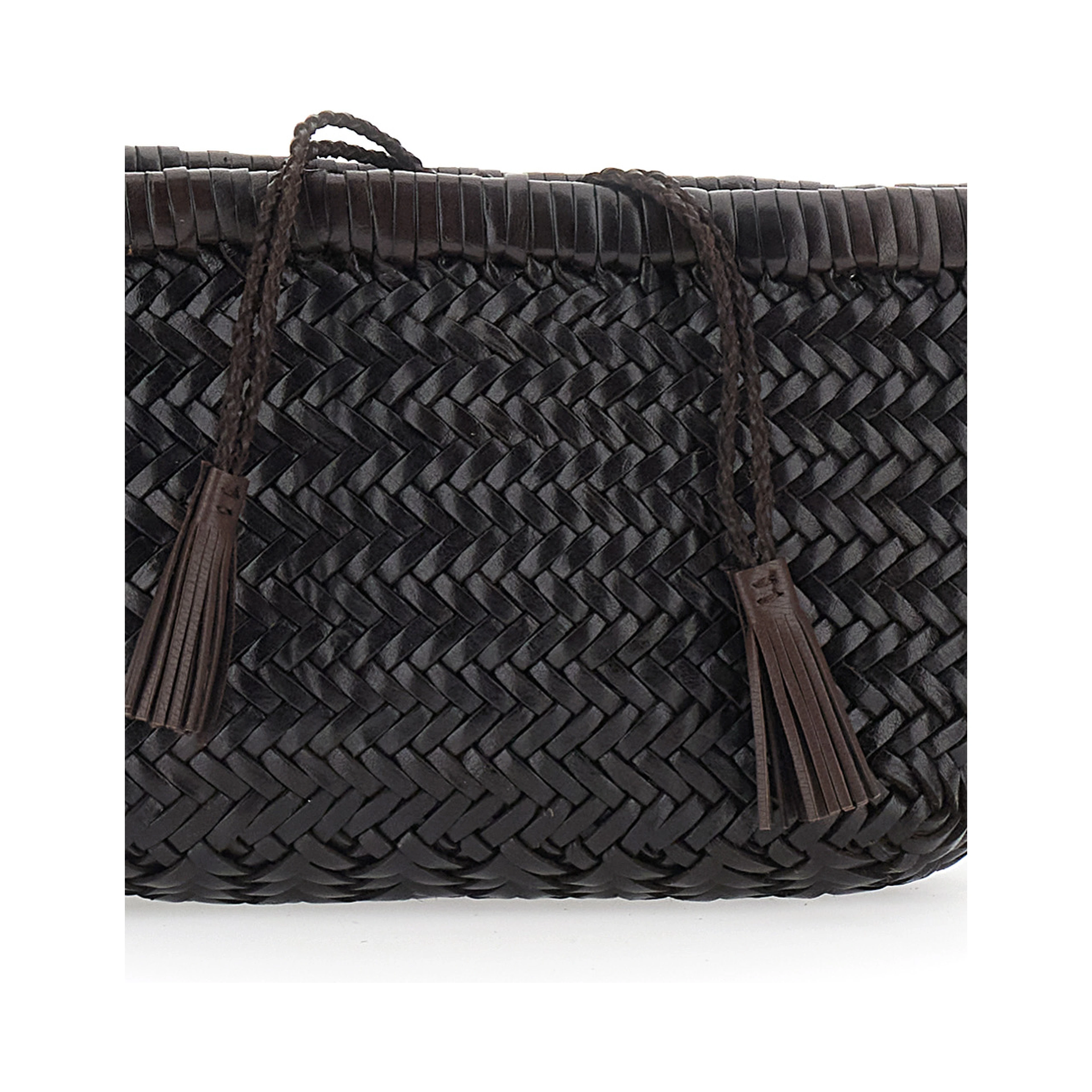 Minsu Brown Crossbody bag with Strap and Woven Motif in Leather for Women