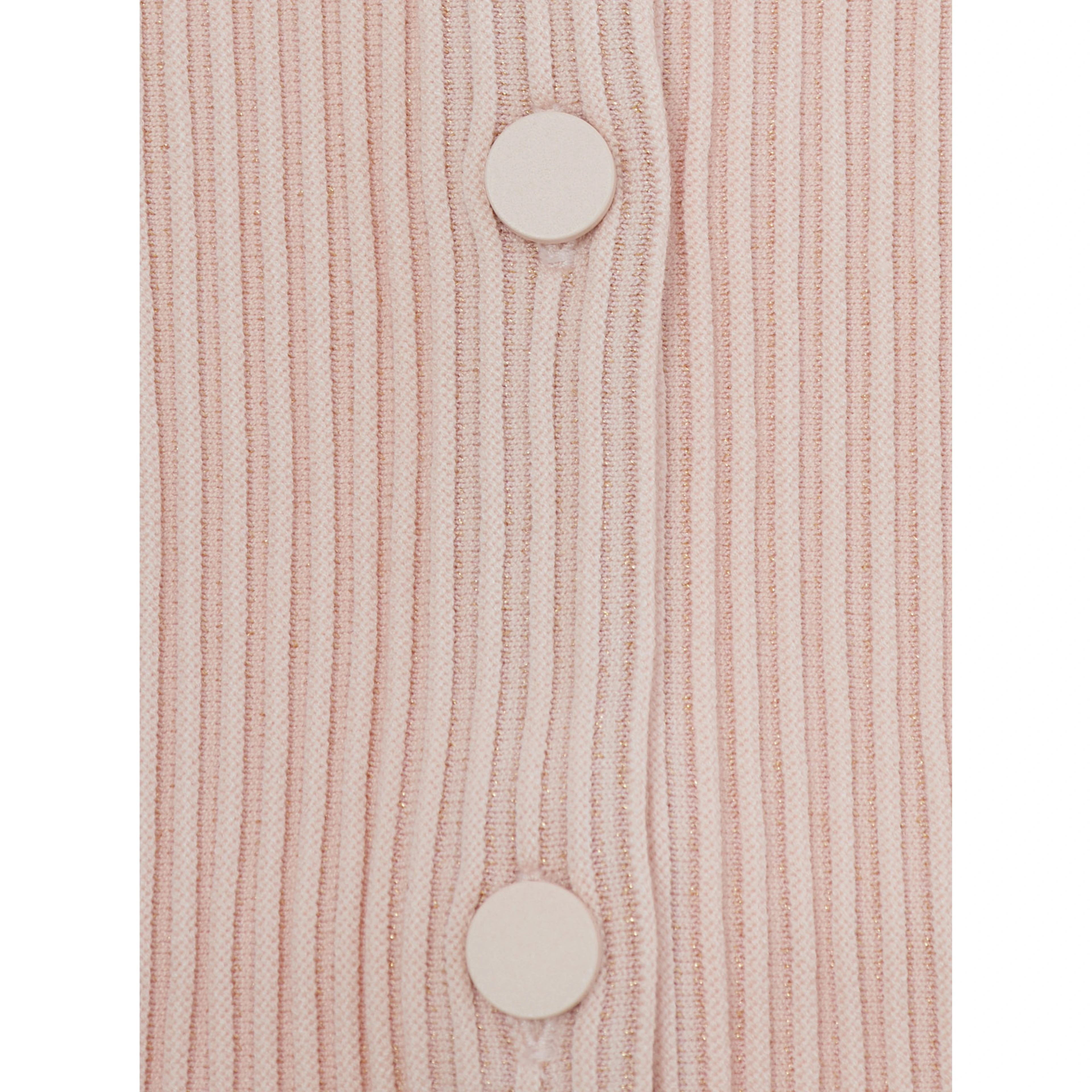 Pink Crewneck cardigan with ribbed finishes in wool Girl