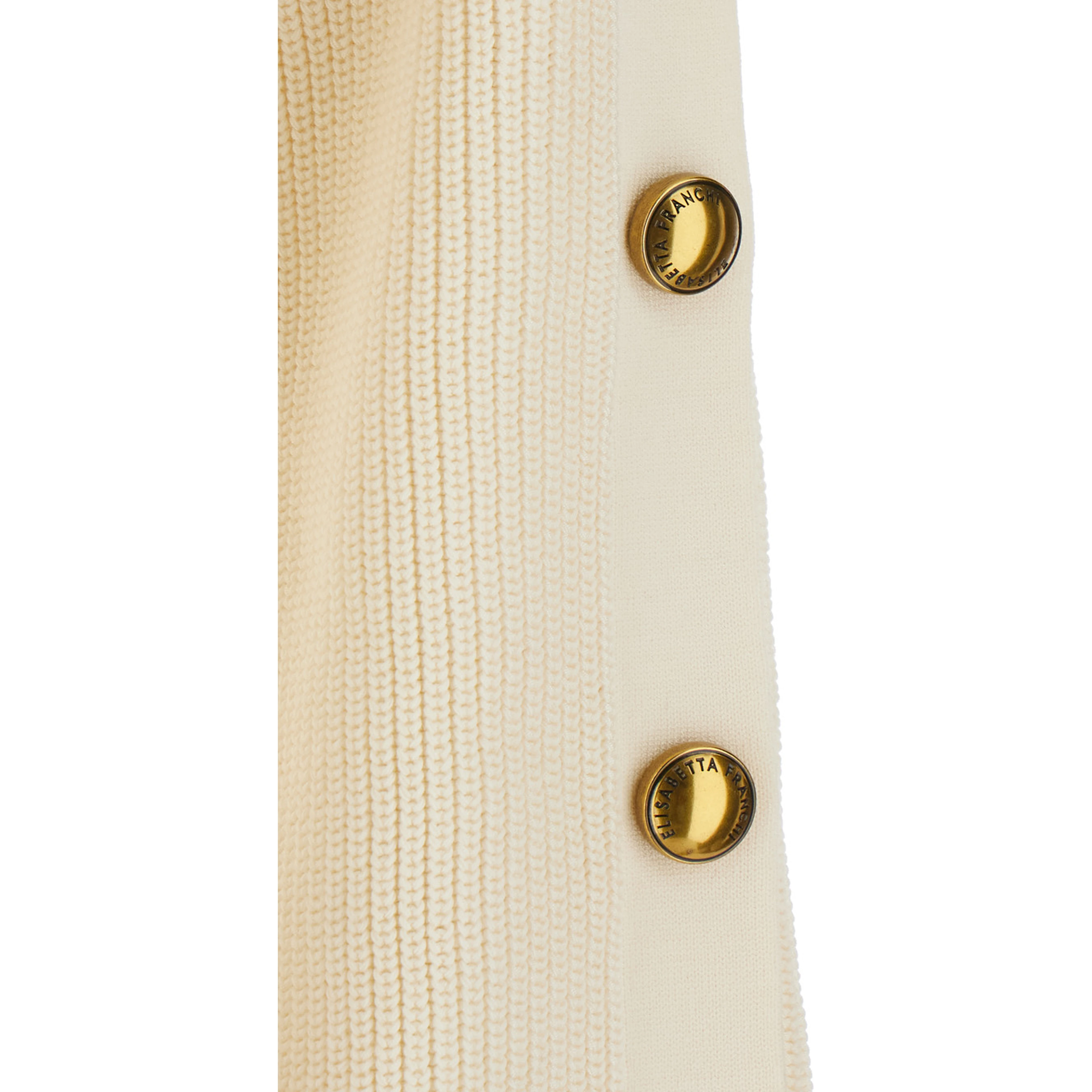 White Sweater with asymmetrical high collar and jewel buttons on the sleeves in Blend viscose for women
