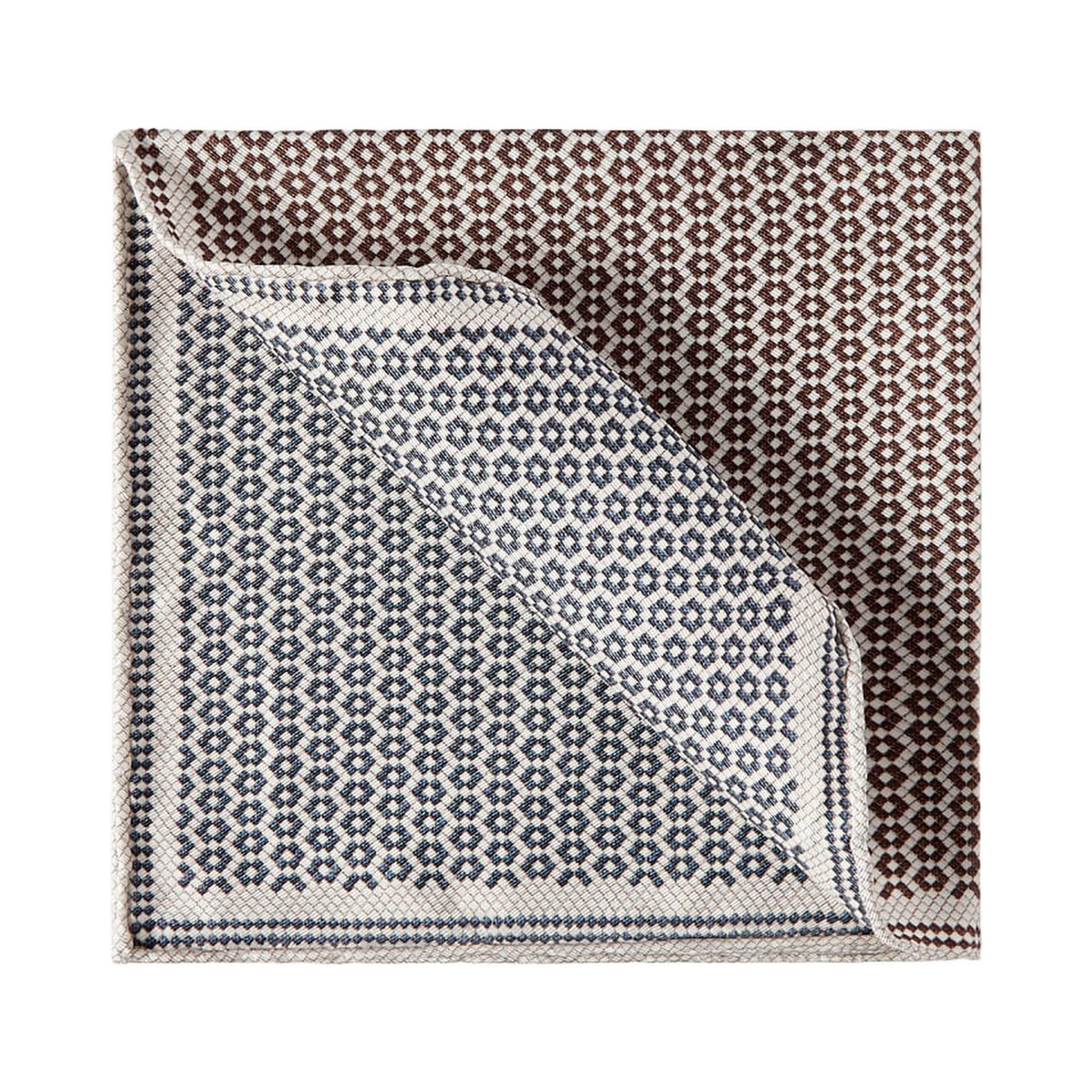 Multicolor Pocket square with Chevron motif and geometric print in silk for men