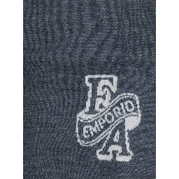Gray Sweater with polo collar and lettering on front and back in blend wool boy