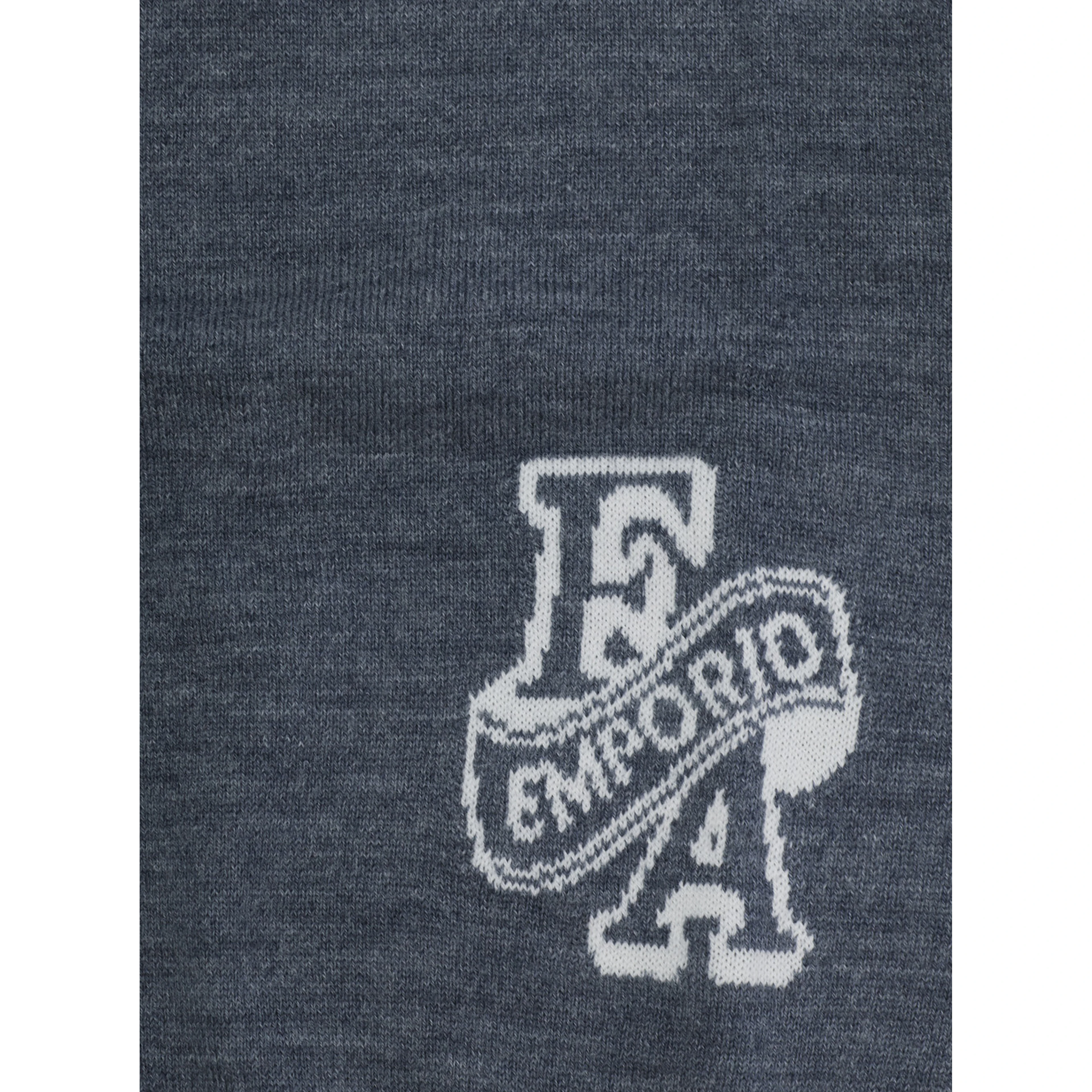 Gray Sweater with polo collar and lettering on front and back in blend wool boy