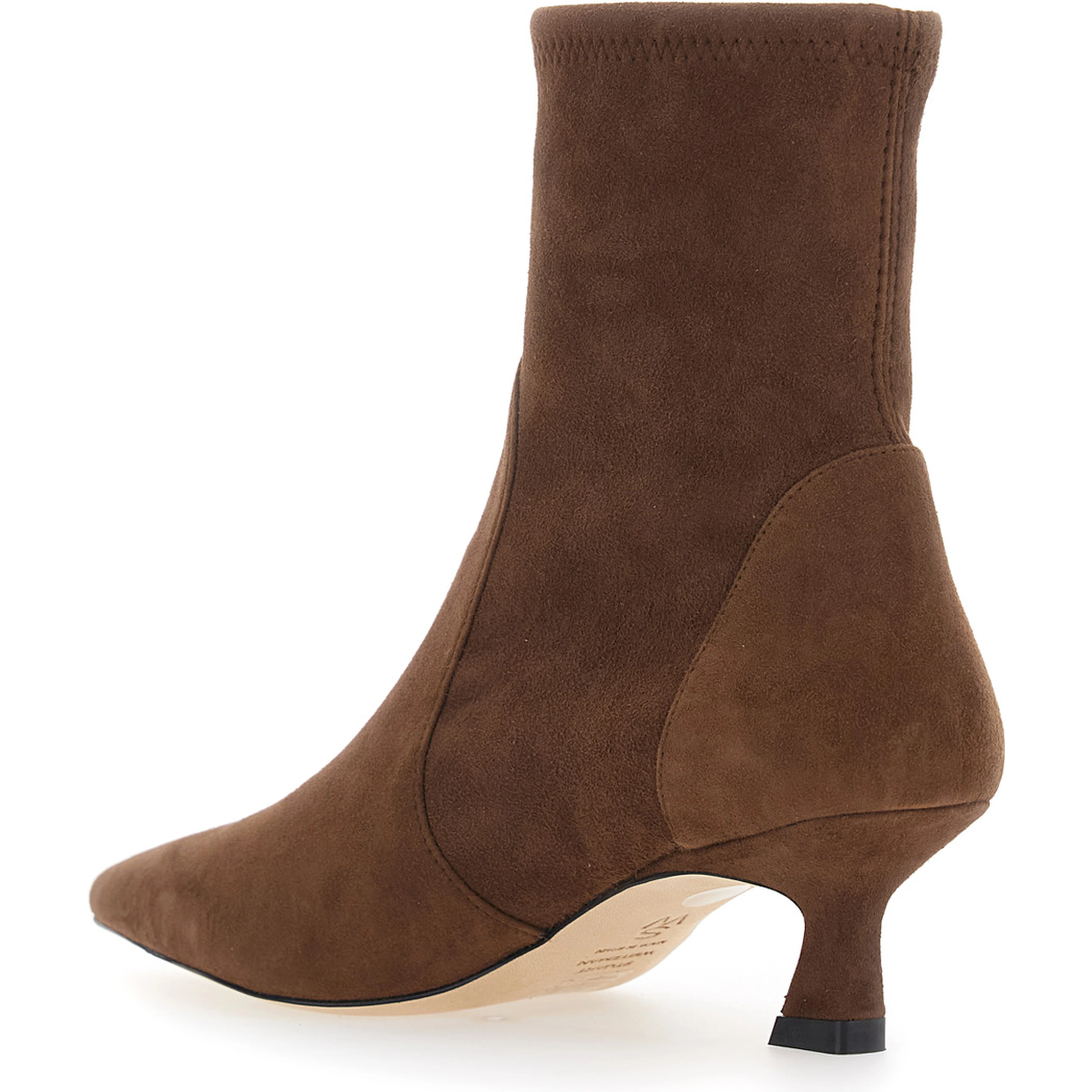 Vinnie Brown Pointed Ankle Boots with Medium Heel in Suede for Women