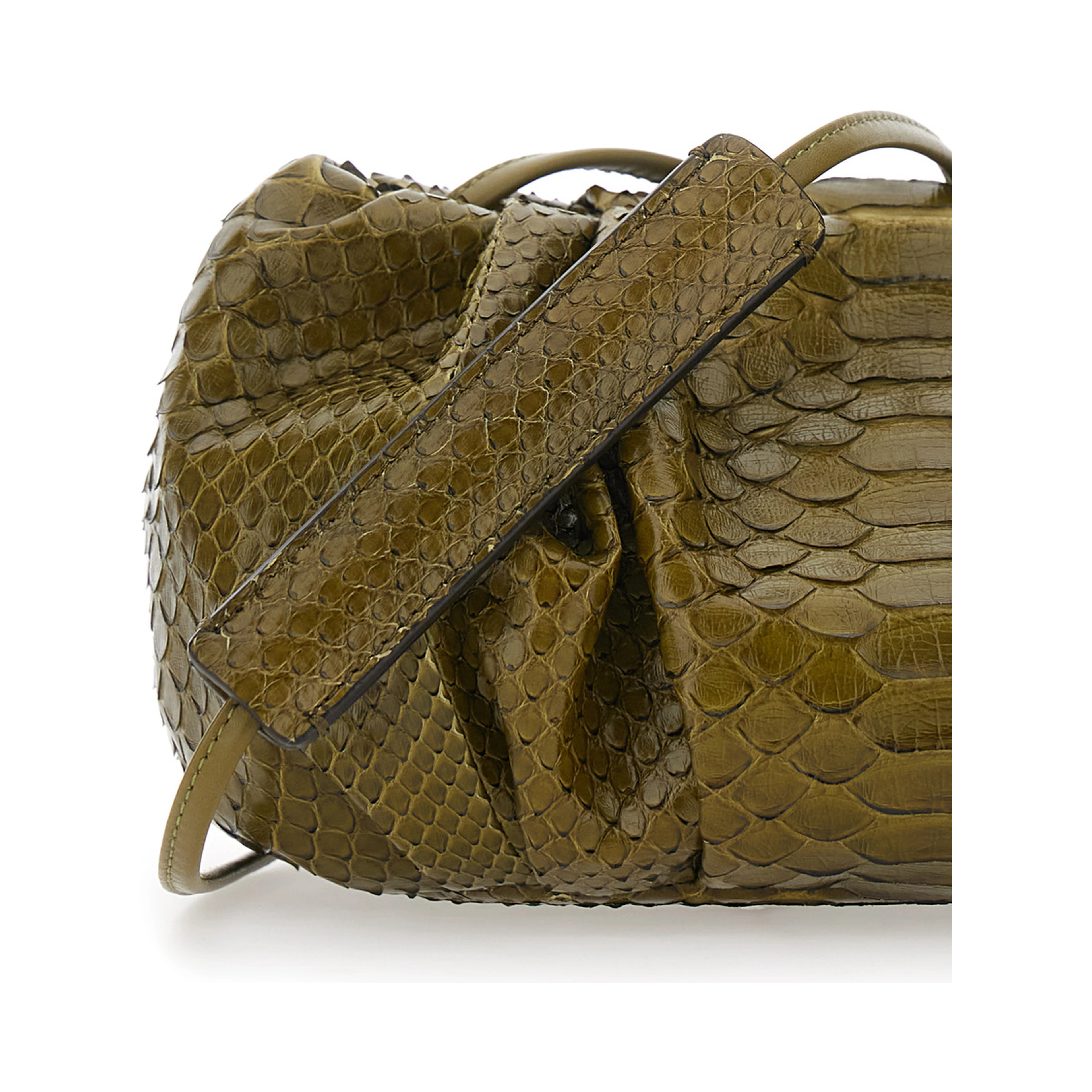 Pillow Green Clutch with shoulder strap and magnetic closure in leather for women