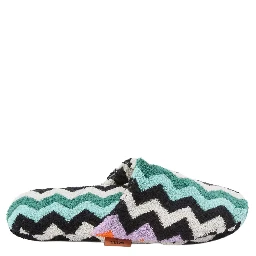 multicolor Slippers with Zig-Zag motif all-over in cotton terry home