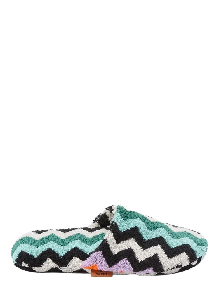 multicolor Slippers with Zig-Zag motif all-over in cotton terry home