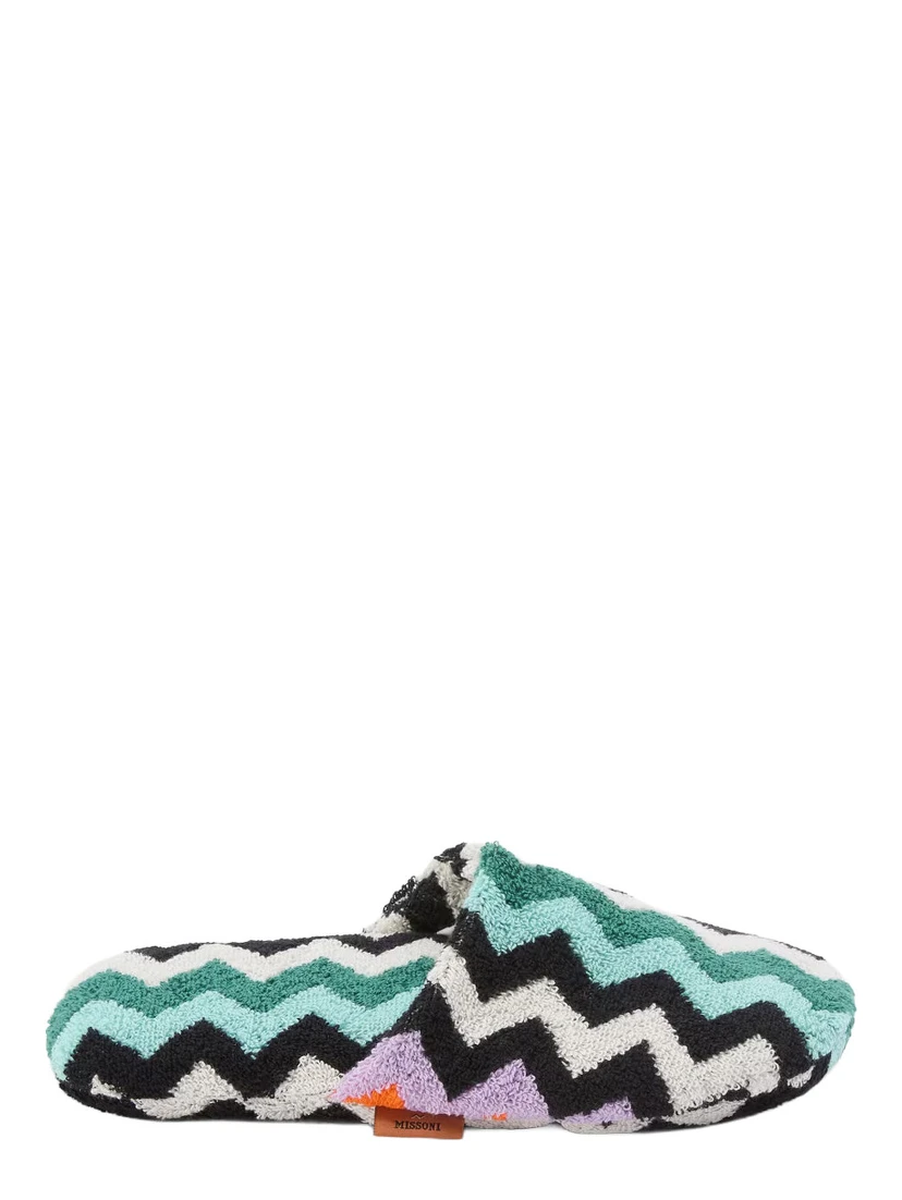 multicolor Slippers with Zig-Zag motif all-over in cotton terry home