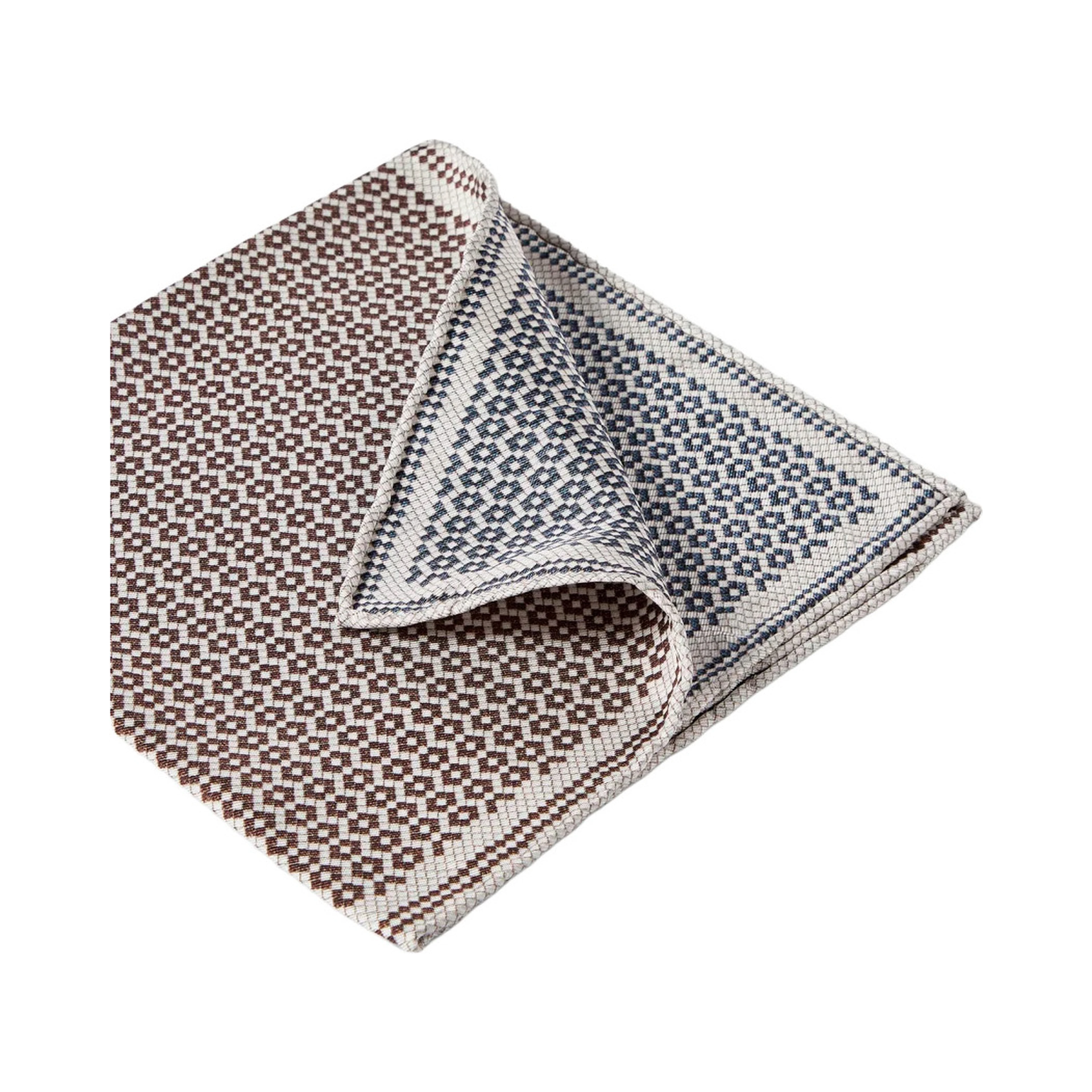 Multicolor Pocket square with Chevron motif and geometric print in silk for men