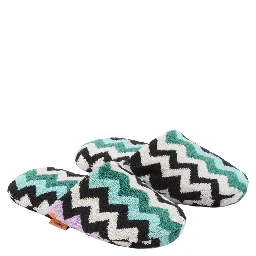 multicolor Slippers with Zig-Zag motif all-over in cotton terry home