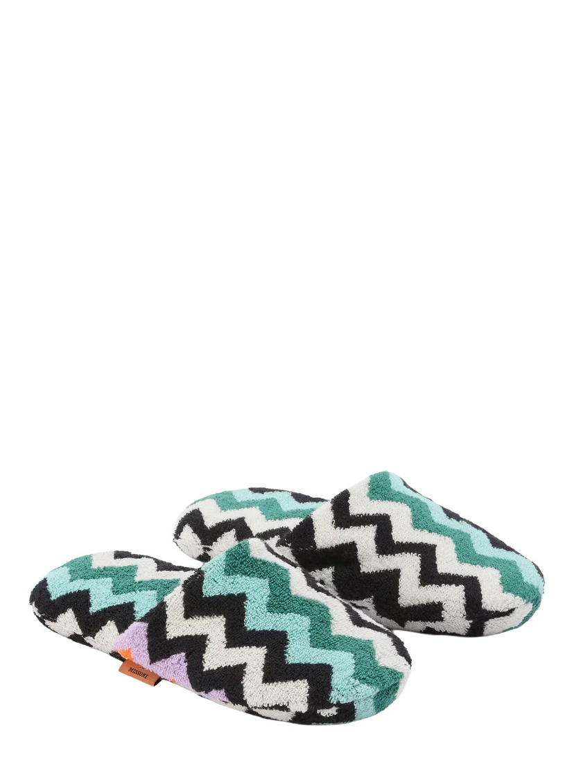 multicolor Slippers with Zig-Zag motif all-over in cotton terry home