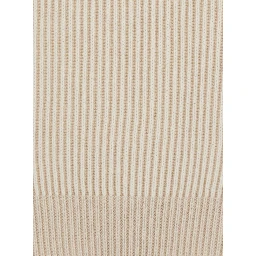 Beige sweater with ribbed design and high collar in cashmere for men