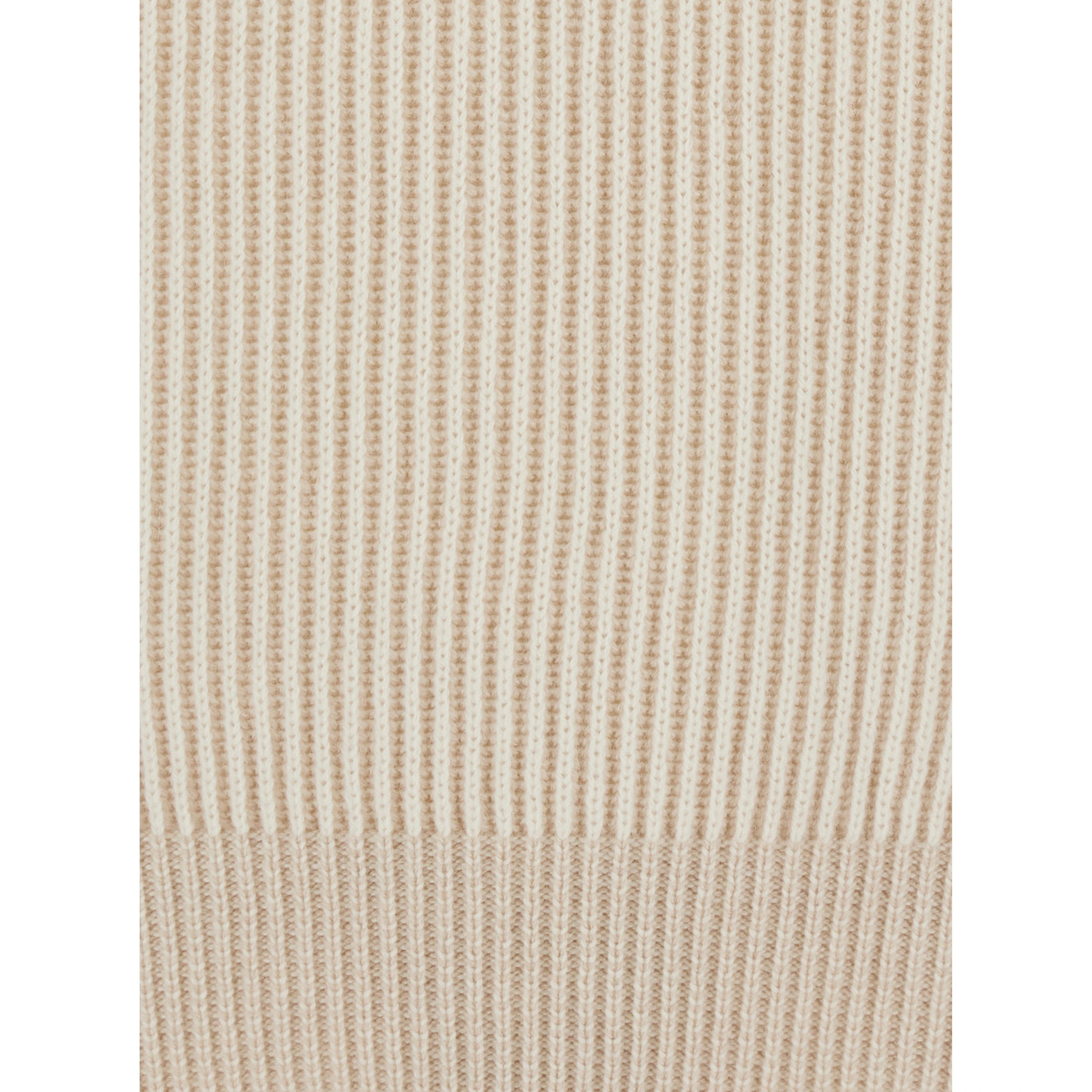 Beige sweater with ribbed design and high collar in cashmere for men