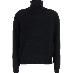 High-neck top in Tech Fabric with long sleeves in black for women