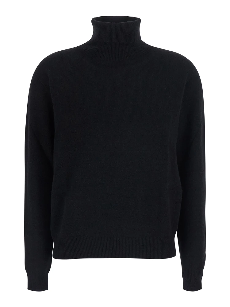 High-neck top in Tech Fabric with long sleeves in black for women