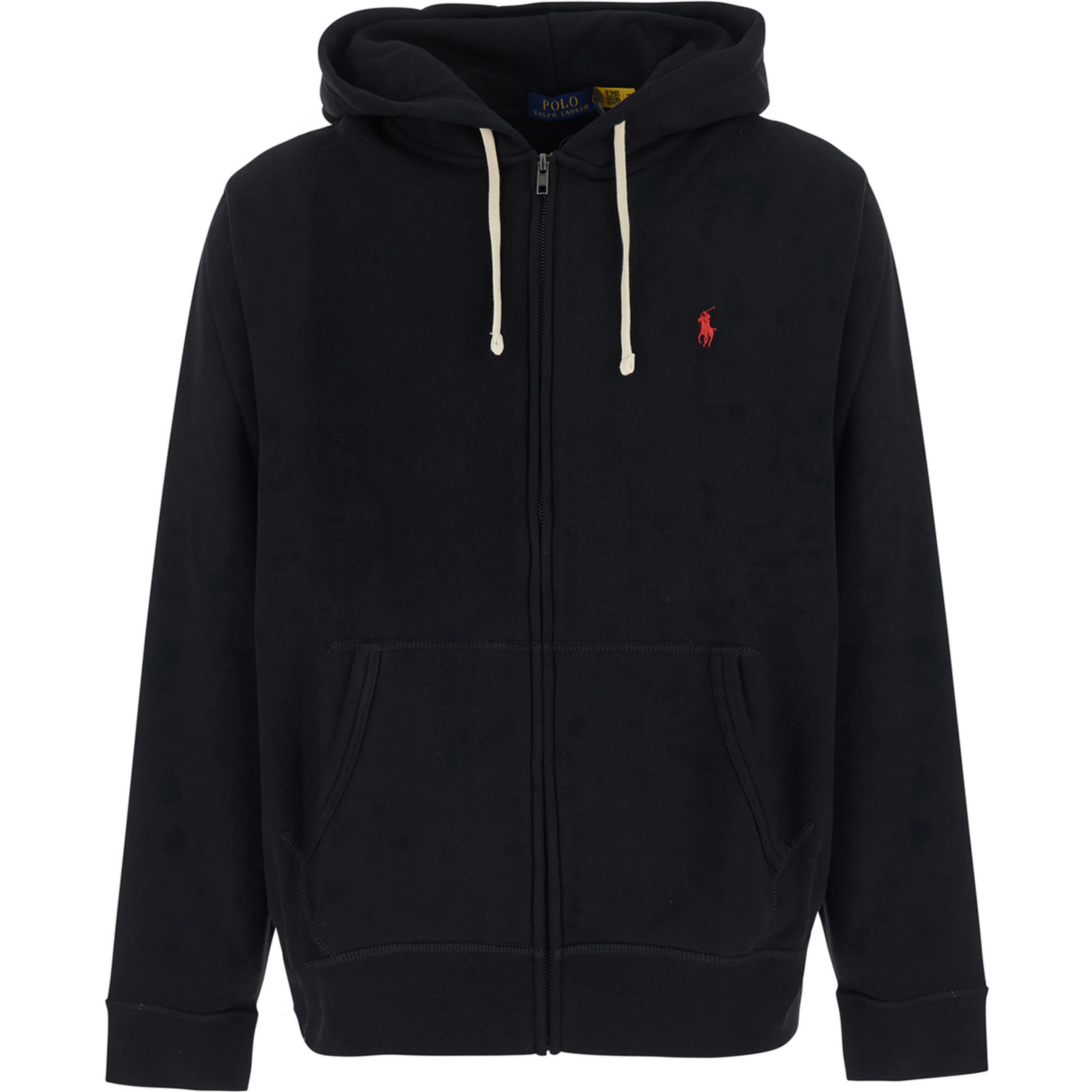 Black Hooded Sweatshirt with Drawstring and Pony on the Front in  Cotton Blend for Men