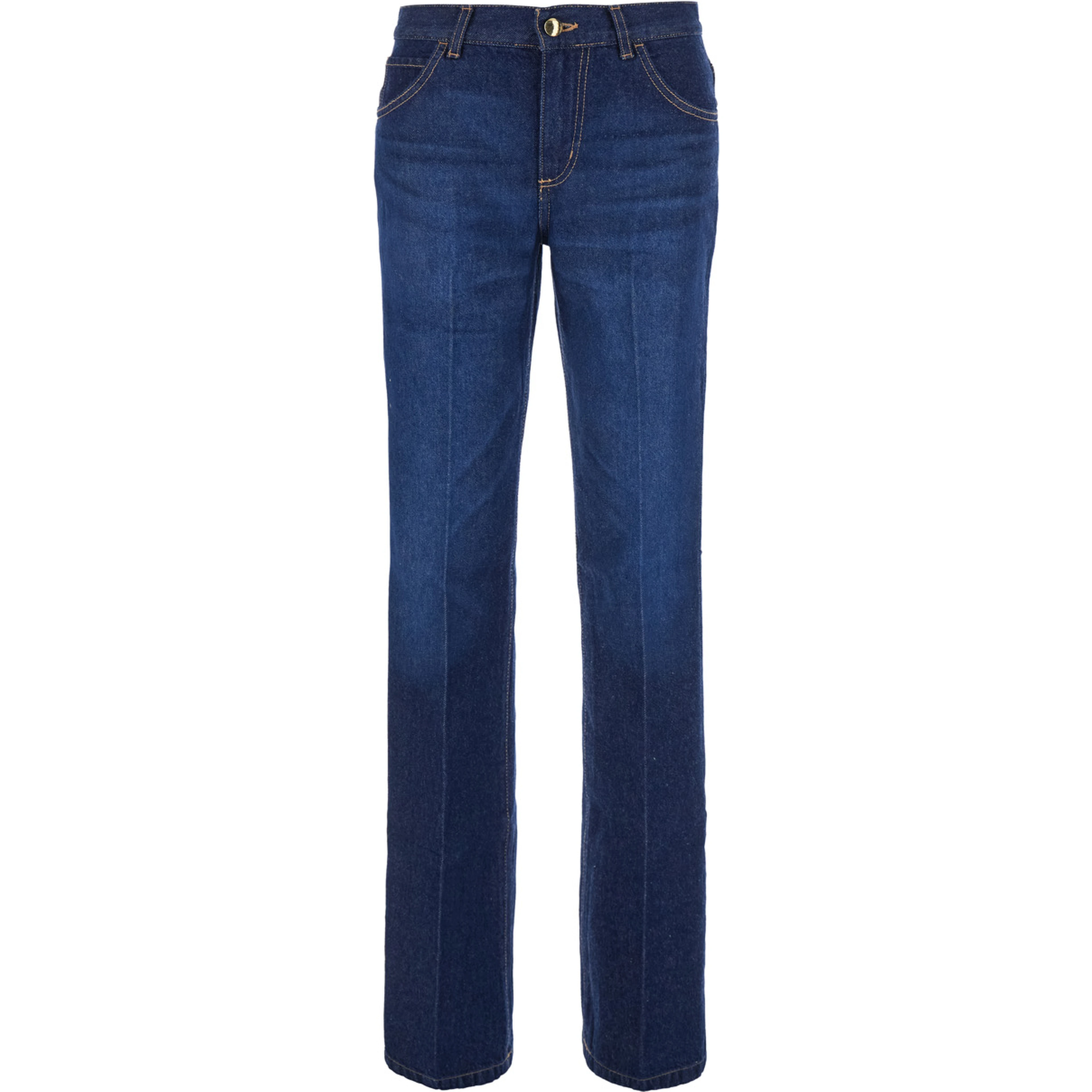 Blue jeans with pockets and zip closure in cotton for women
