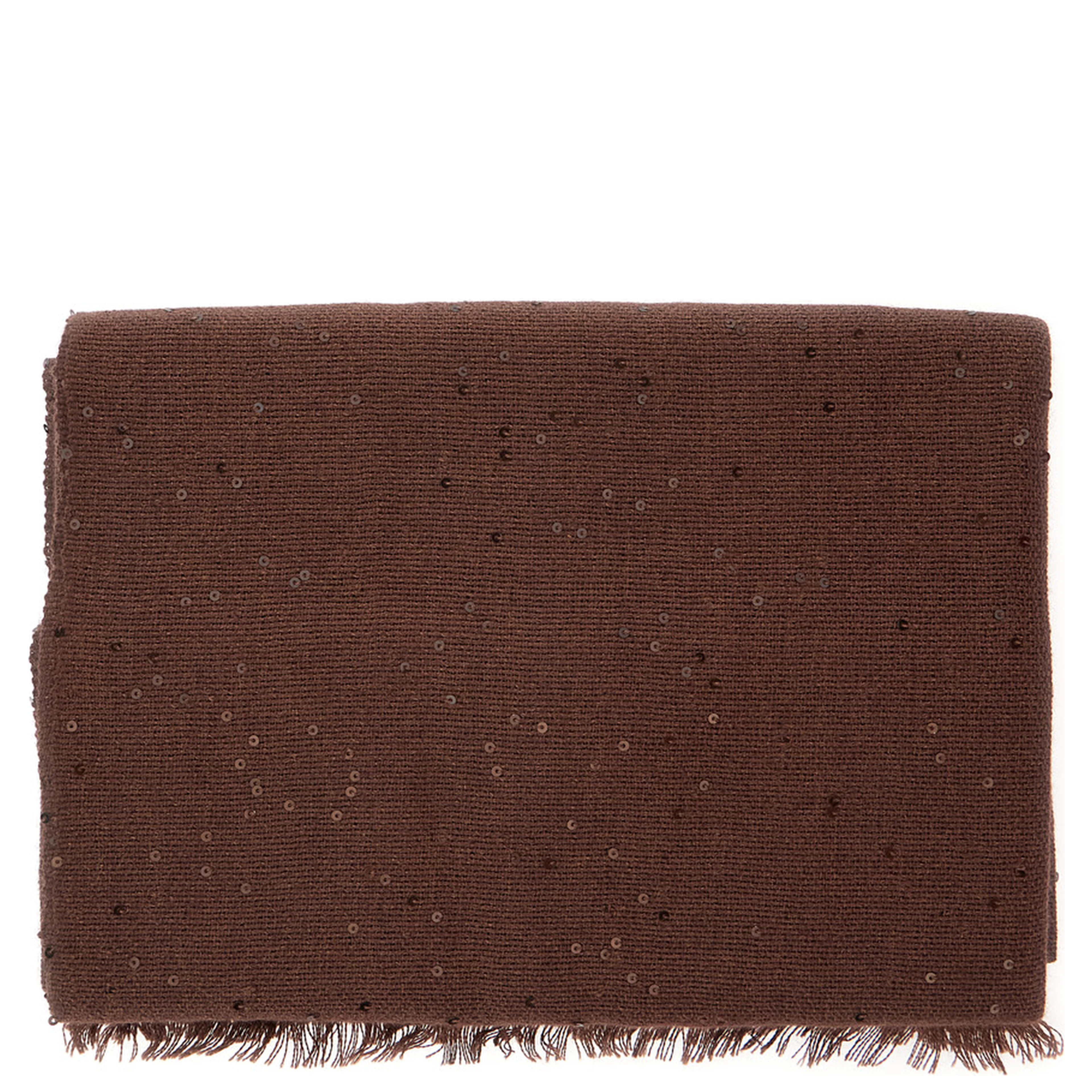 brown Rectangular scarf with sequin decoration in cashmere and silk blend for women