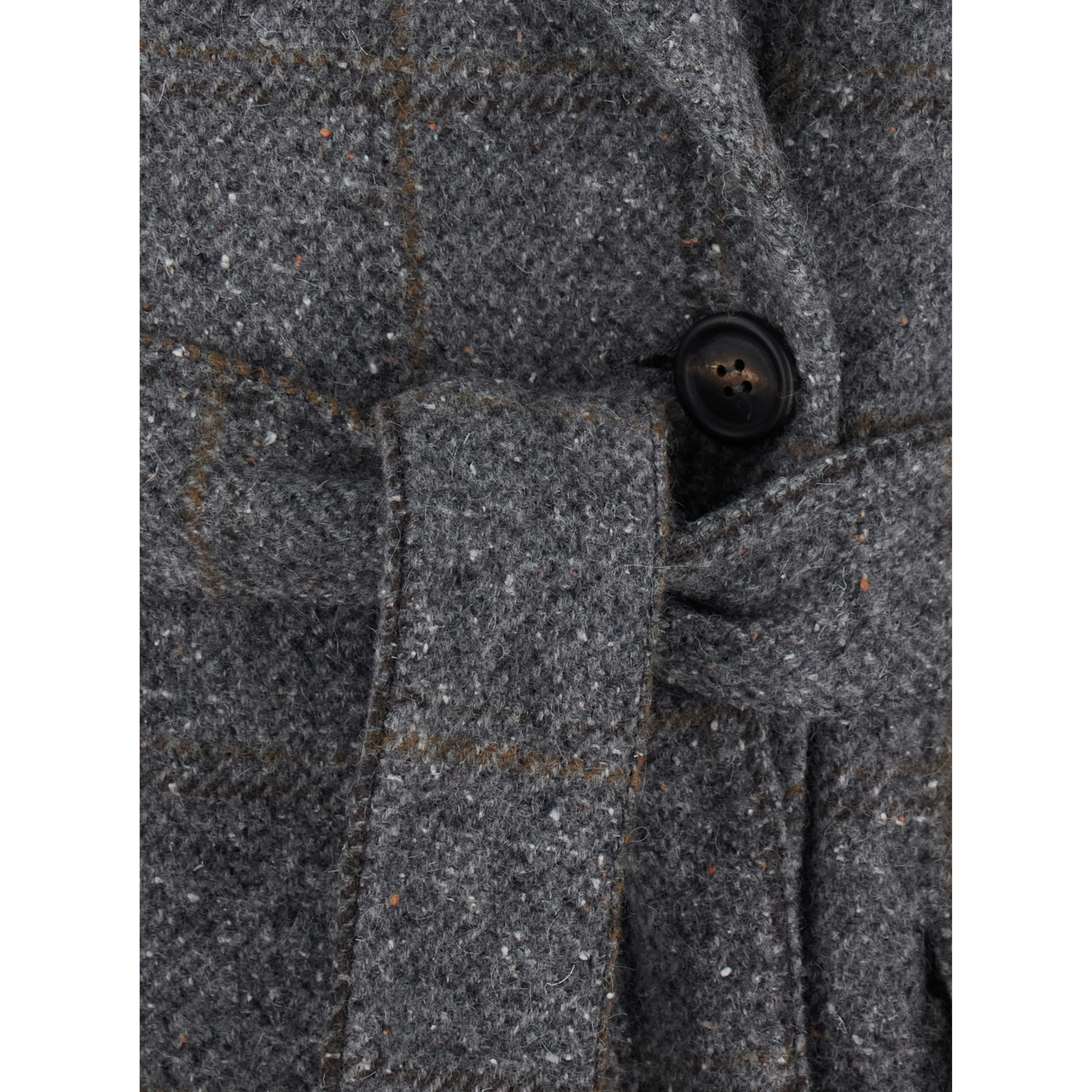 Gray Double-breasted coat with Notched revers and removable belt on the front in wool blend for women